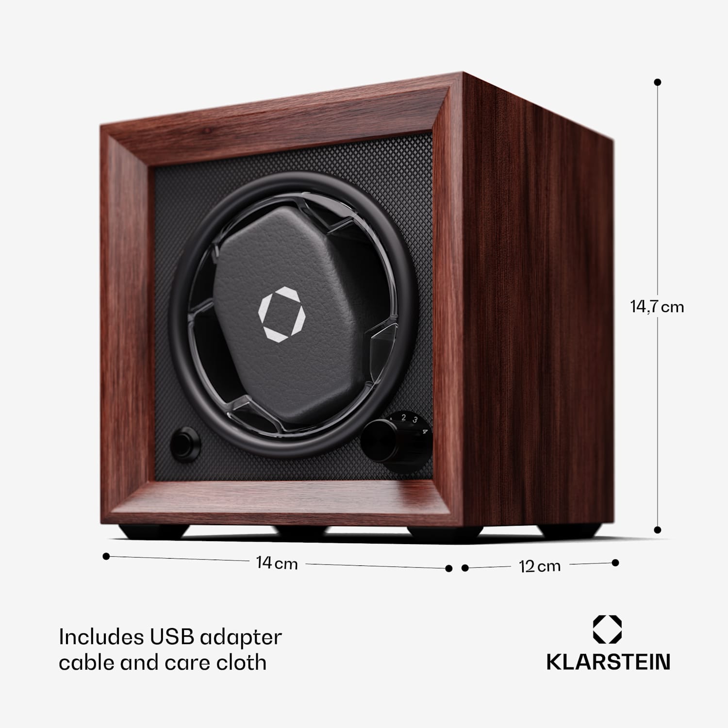 Brienz 1 watchwinder, 1 horloge, 4 modi, houten look, blauwe binnenverlichting 1 horloge | Walnoot