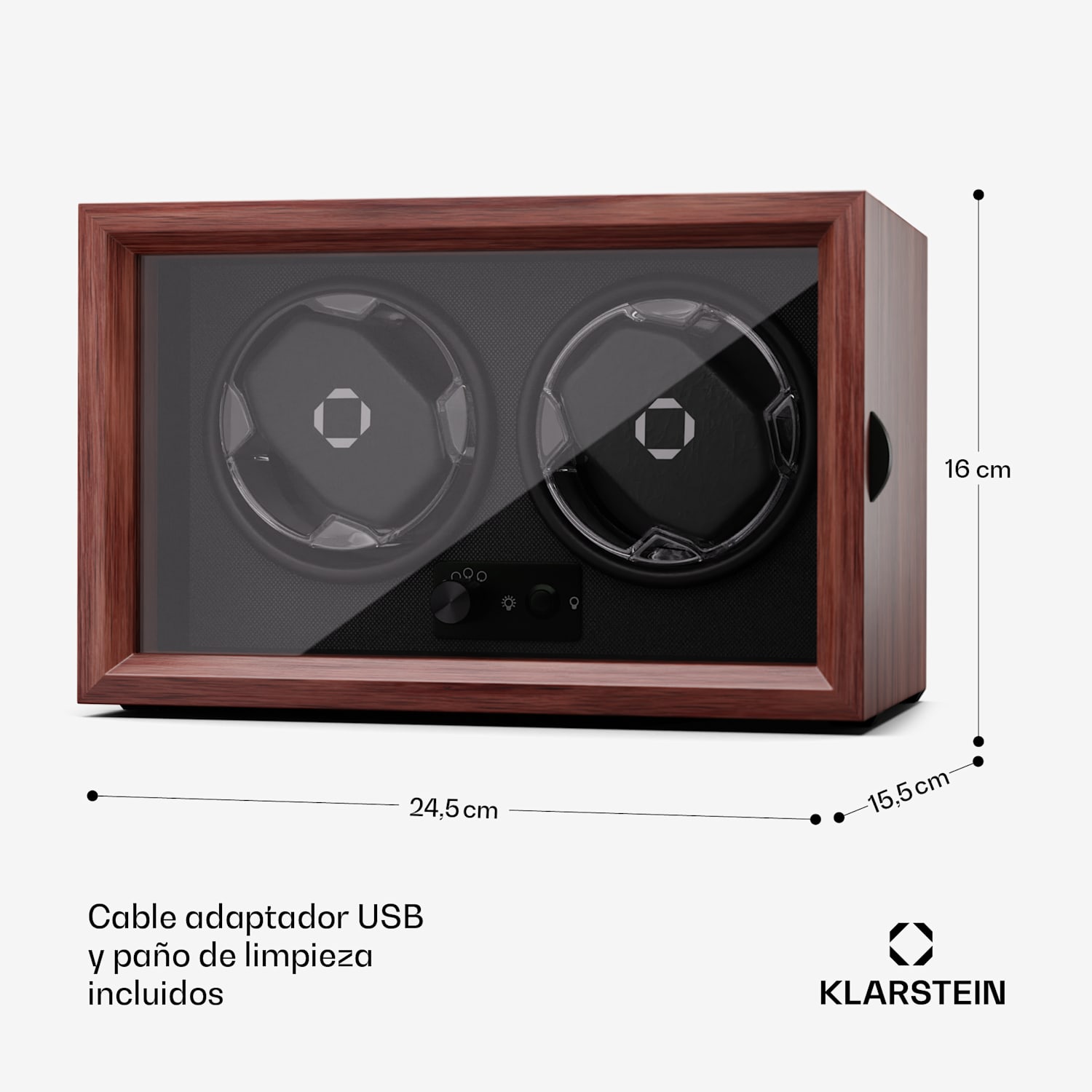 Brienz 2 cuerda de reloj, 2 relojes, 4 modos, aspecto de madera, iluminación interior azul 