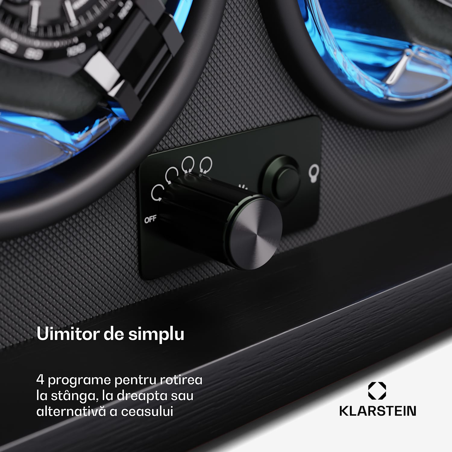 Brienz 2, cutie de întors ceasuri, 2 ceasuri, 4 moduri, aspect de lemn, lumină interioară albastră 2 watches | Nuci