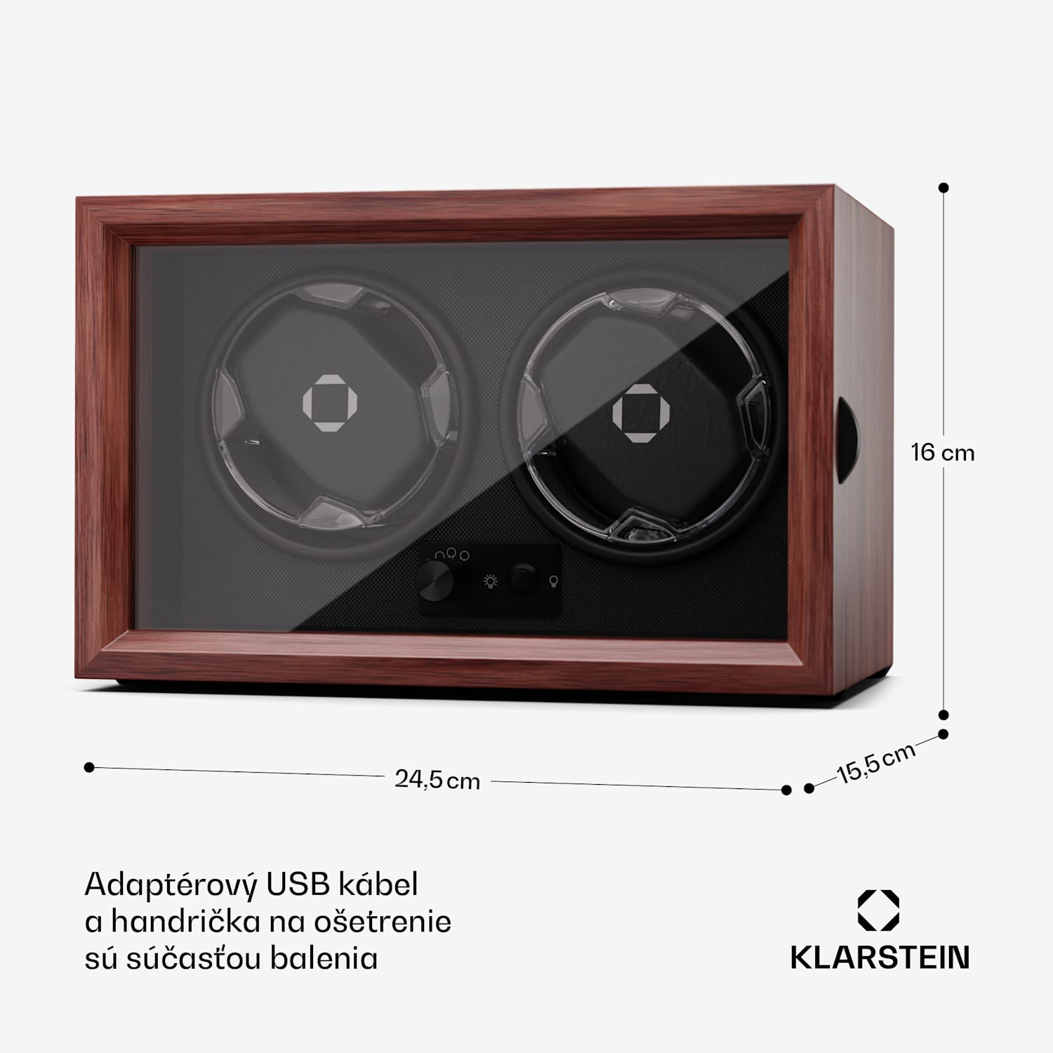 Brienz 2, naťahovač hodiniek, 2 hodinky, 4 režimy, drevený vzhľad, modré vnútorné osvetlenie 2 hodinky | Orech