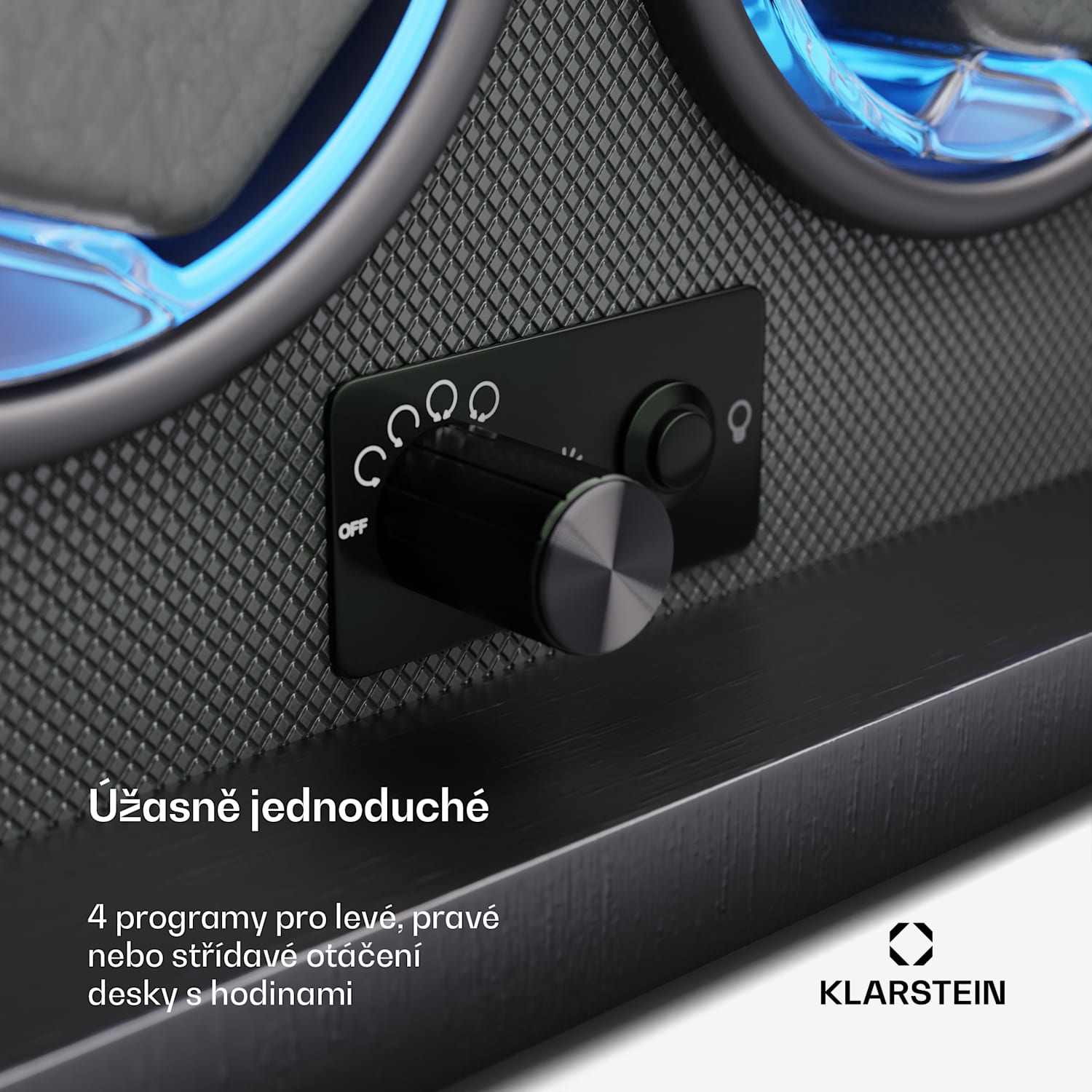 Brienz 4, natahovač hodinek, 4 hodinky, 4 režimy, dřevěný vzhled, modré vnitřní osvětlení 4 hodinky | Ořech