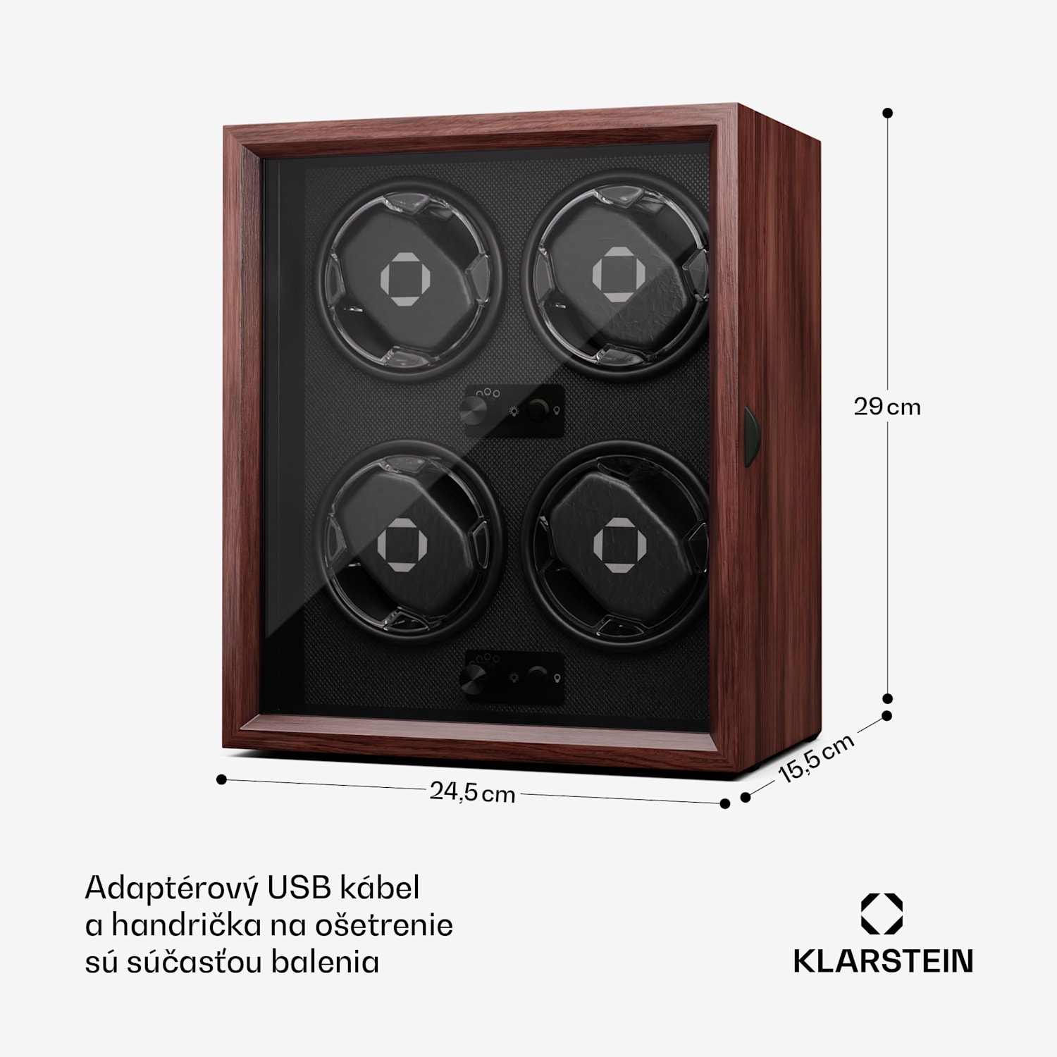 Brienz 4, naťahovač hodiniek, 4 hodinky, 4 režimy, drevený vzhľad, modré vnútorné osvetlenie 4 hodinky | Orech