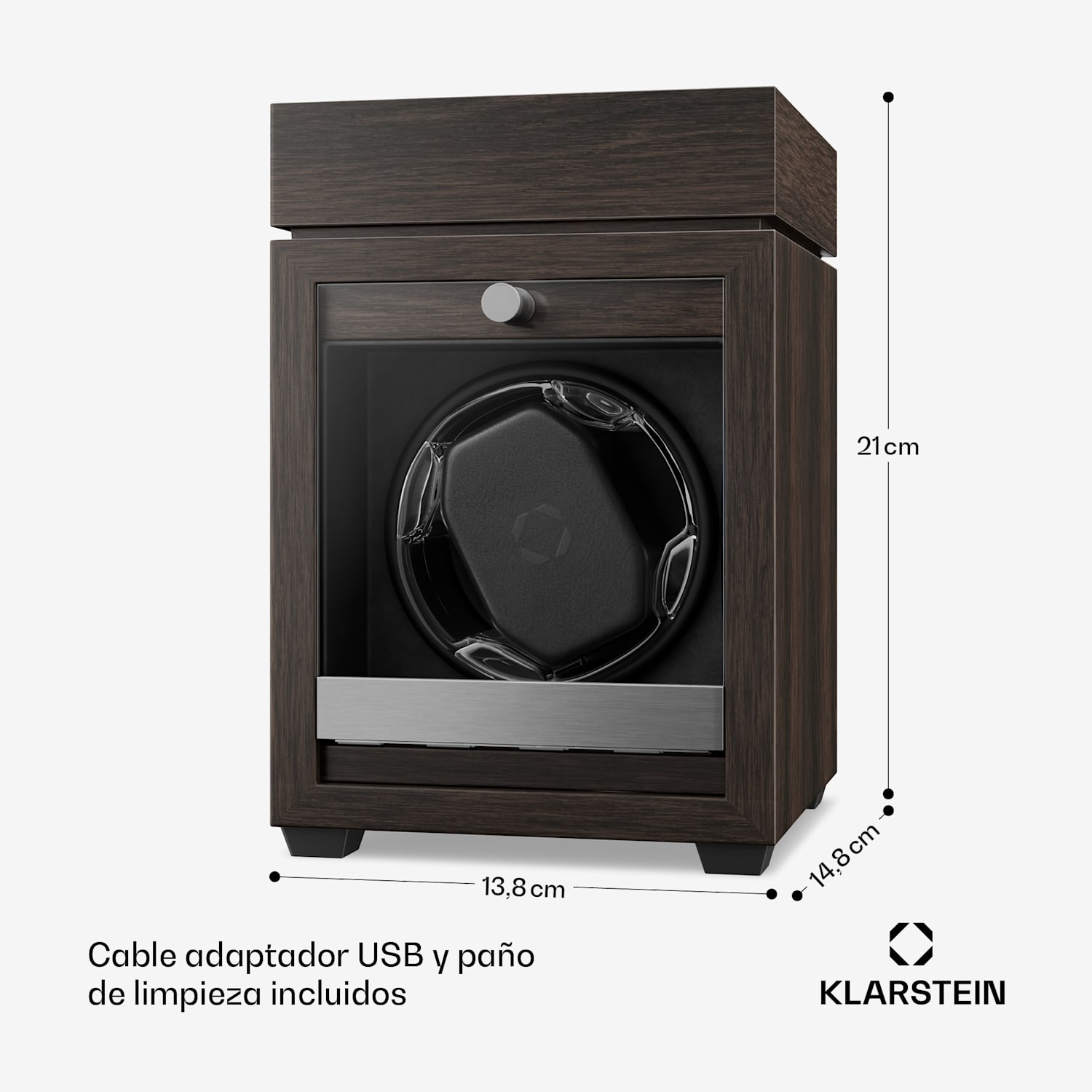 Brienz 1 cuerda de reloj, 1 reloj, 4 modos, aspecto de madera, iluminación interior azul 1 reloj con compartimento para joyas | Nuez