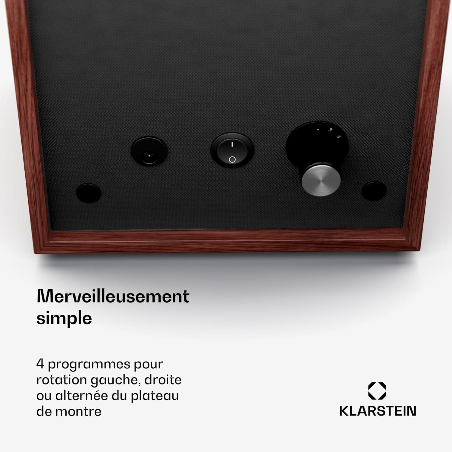 Brienz 1 watchwinder, 1 horloge, 4 modi, houten look, blauwe binnenverlichting 1 horloge met sieradenvakje | Walnoot