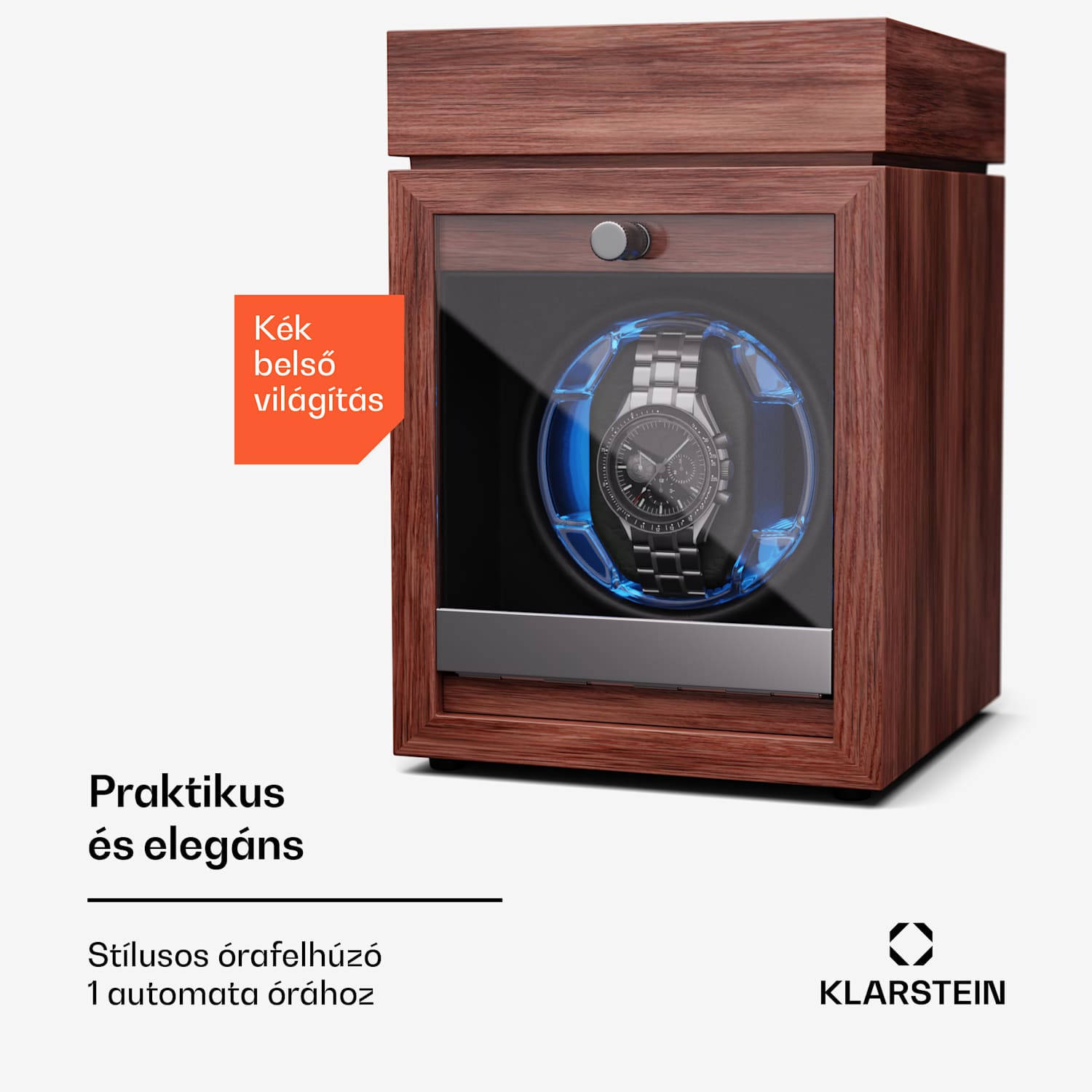 Brienz 1, órafelhúzó, 1 óra, 4 üzemmód, fa megjelenés, kék belső világítás 