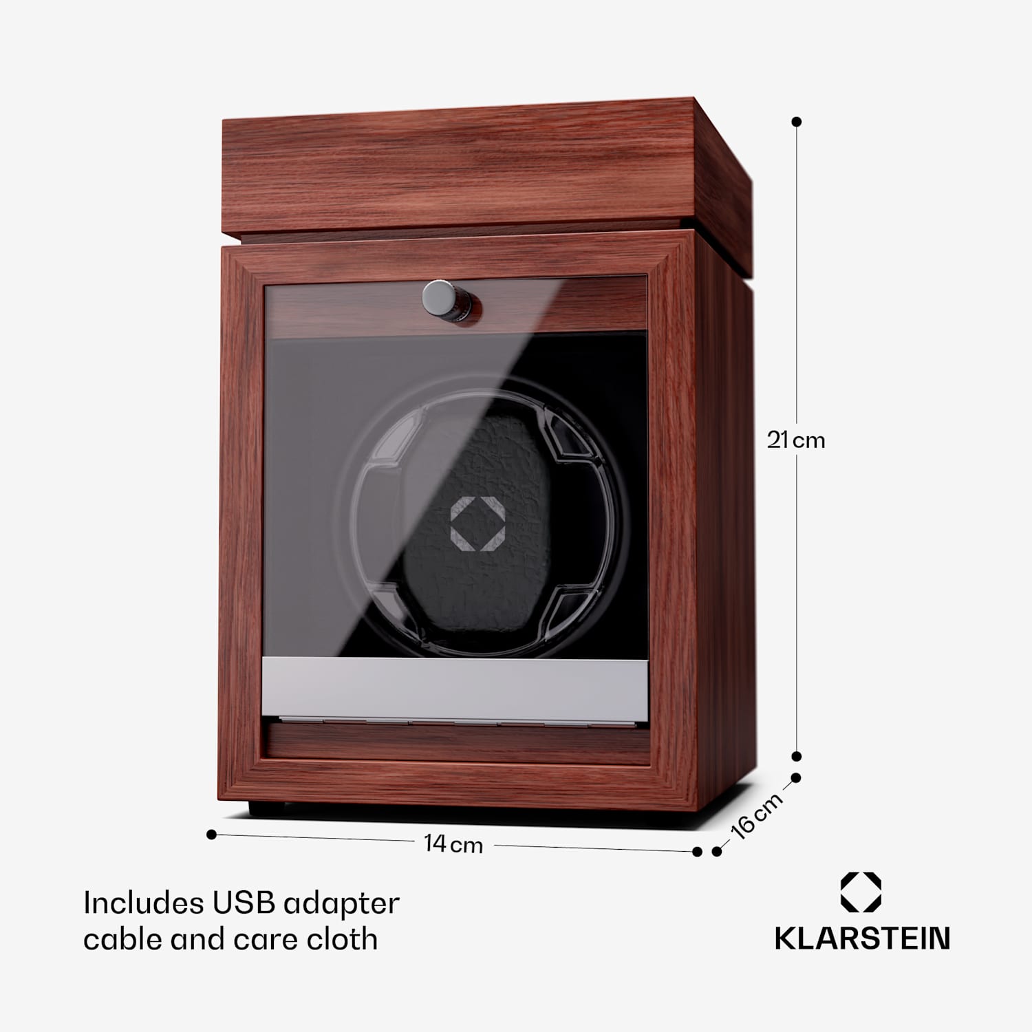 Brienz 1 -kellonpyöritin, 1 kello, 4 tilaa, puuimitaatti, sininen sisävalaistus 1 kello jossa on korulokero | Pähkinä