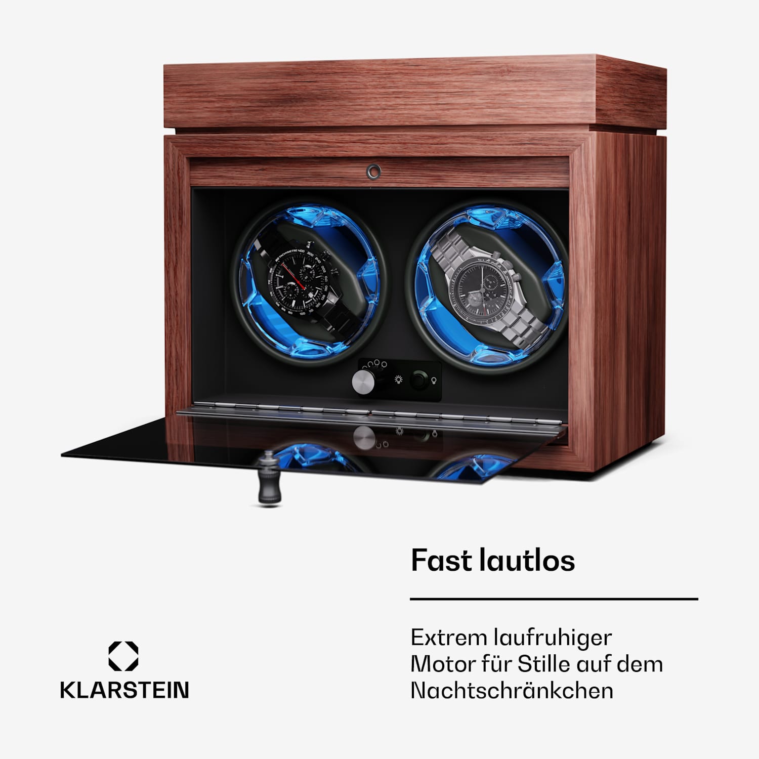 Brienz 2 remontoir de montre, 2 montres, 4 modes, aspect bois, éclairage intérieur bleu, compartiment à bijoux 