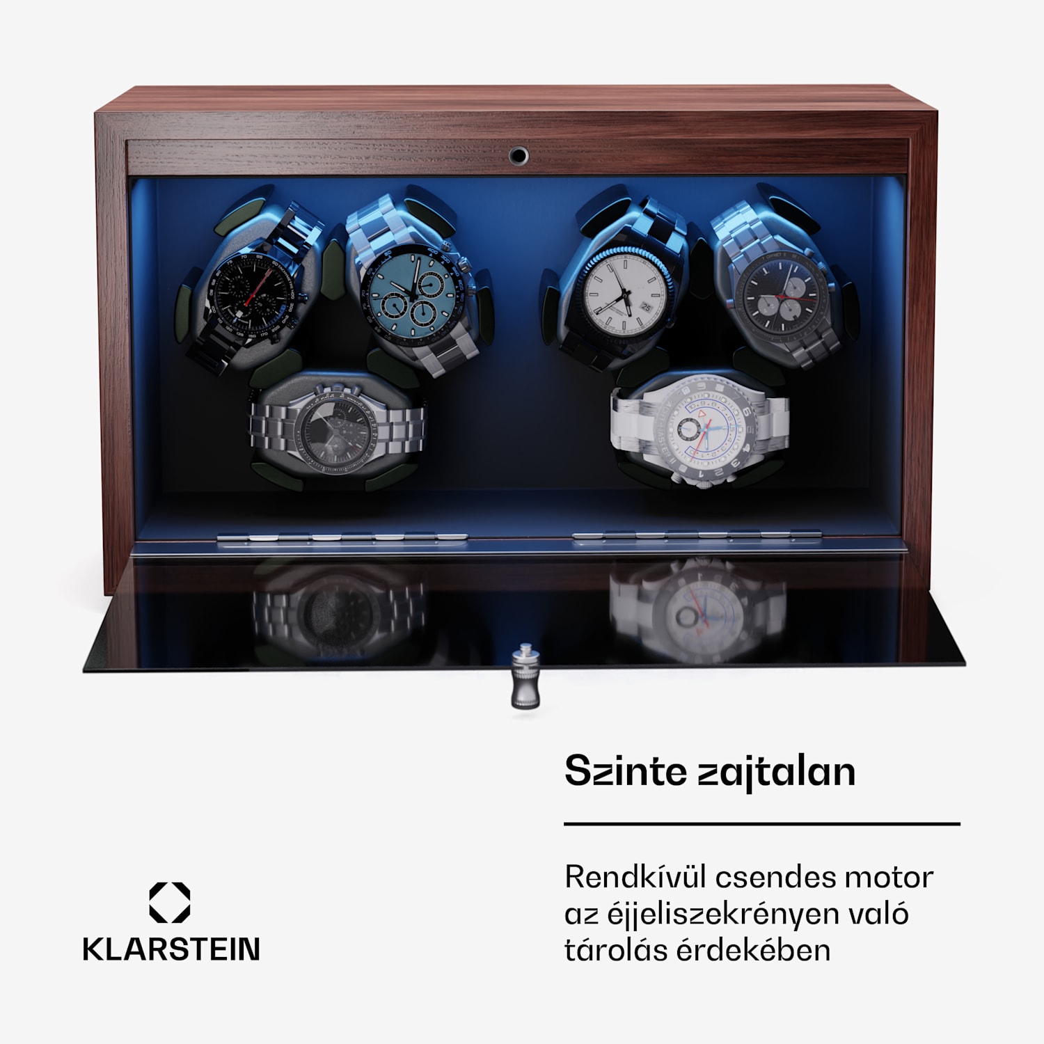 Brienz 6, órafelhúzó, 6 óra, 4 üzemmód, fa megjelenés, kék belső világítás 