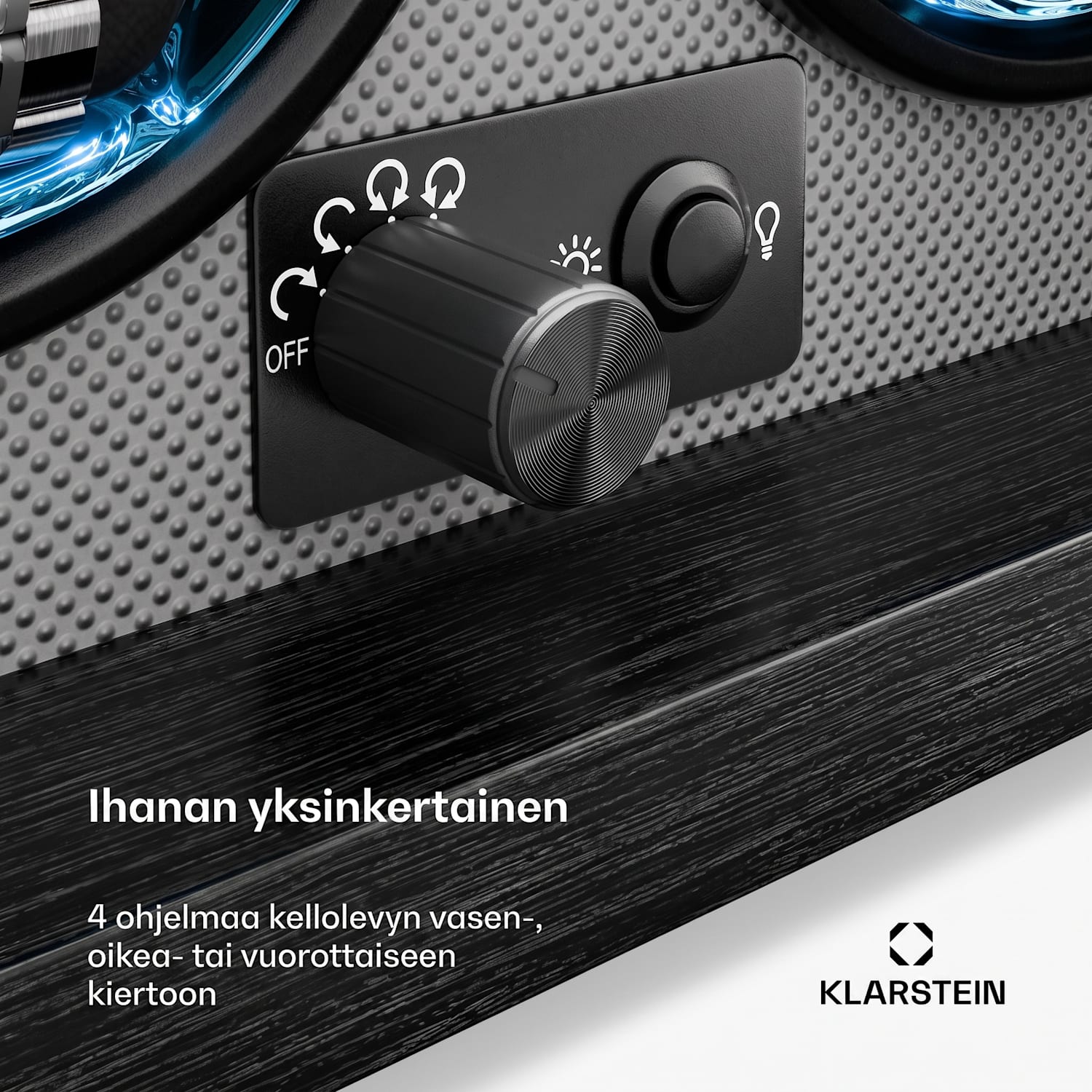 Brienz 2 -kellonpyöritin, 2 kelloa, 4 tilaa, puuimitaatti, sininen sisävalaistus 2 kelloa | Musta
