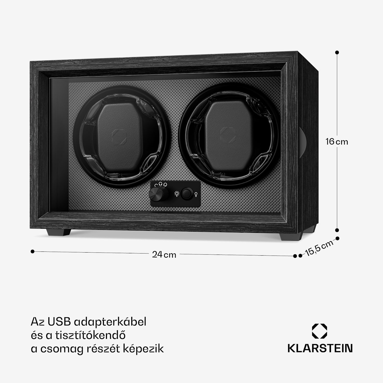 Brienz 2, órafelhúzó, 2 óra, 4 üzemmód, fa megjelenés, kék belső világítás 2 watches | Fekete