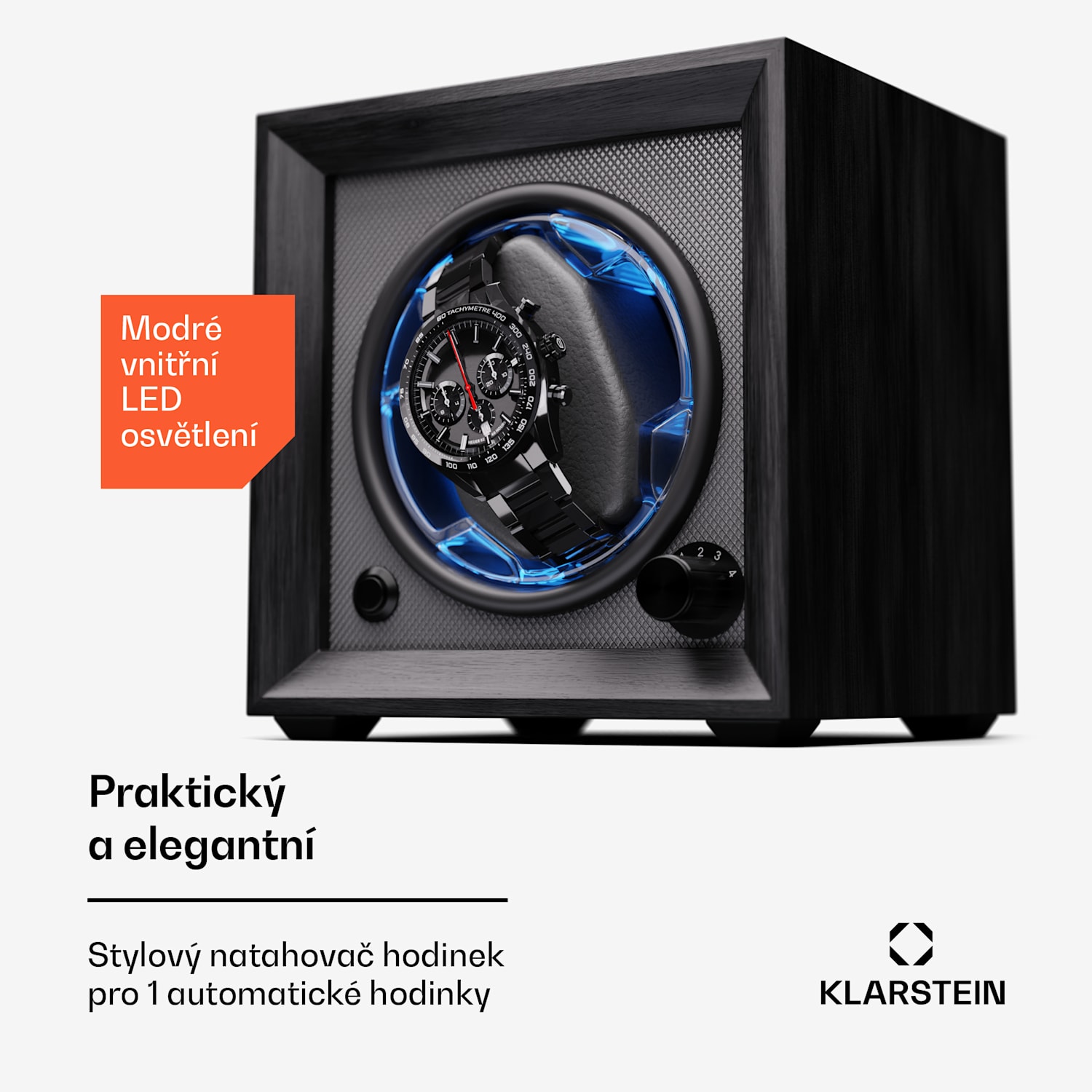 Brienz 1, natahovač hodinek, 1 hodinky, 4 režimy, dřevěný vzhled, modré vnitřní osvětlení 1 hodinky | Antracit