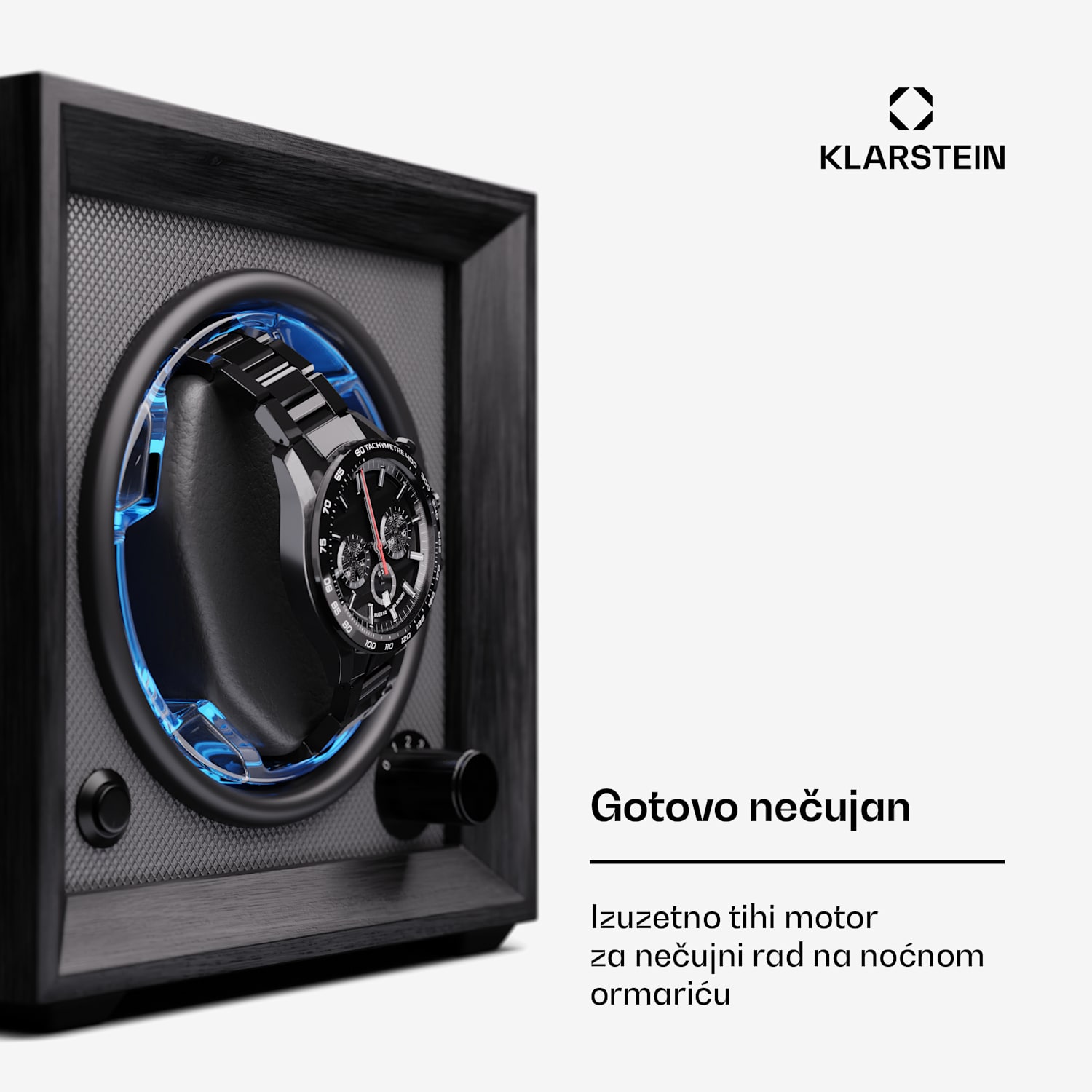 Brienz 1, navijač za sat, 1 sat, 4 moda, drveni izgled, plavo unutarnje osvjetljenje 