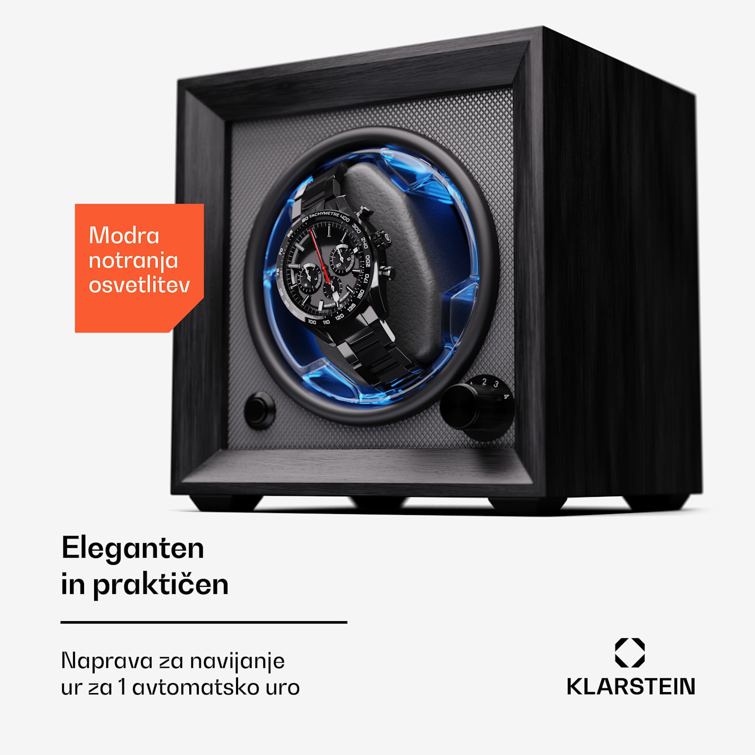 Brienz 1, navijalnik za ure, 1 ročna ura, 4 načini, lesen videz, modra notranja luč 1 ura | Antracit