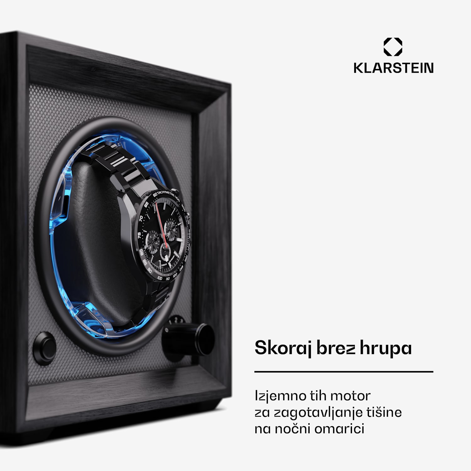 Brienz 1, navijalnik za ure, 1 ročna ura, 4 načini, lesen videz, modra notranja luč 1 ura | Antracit