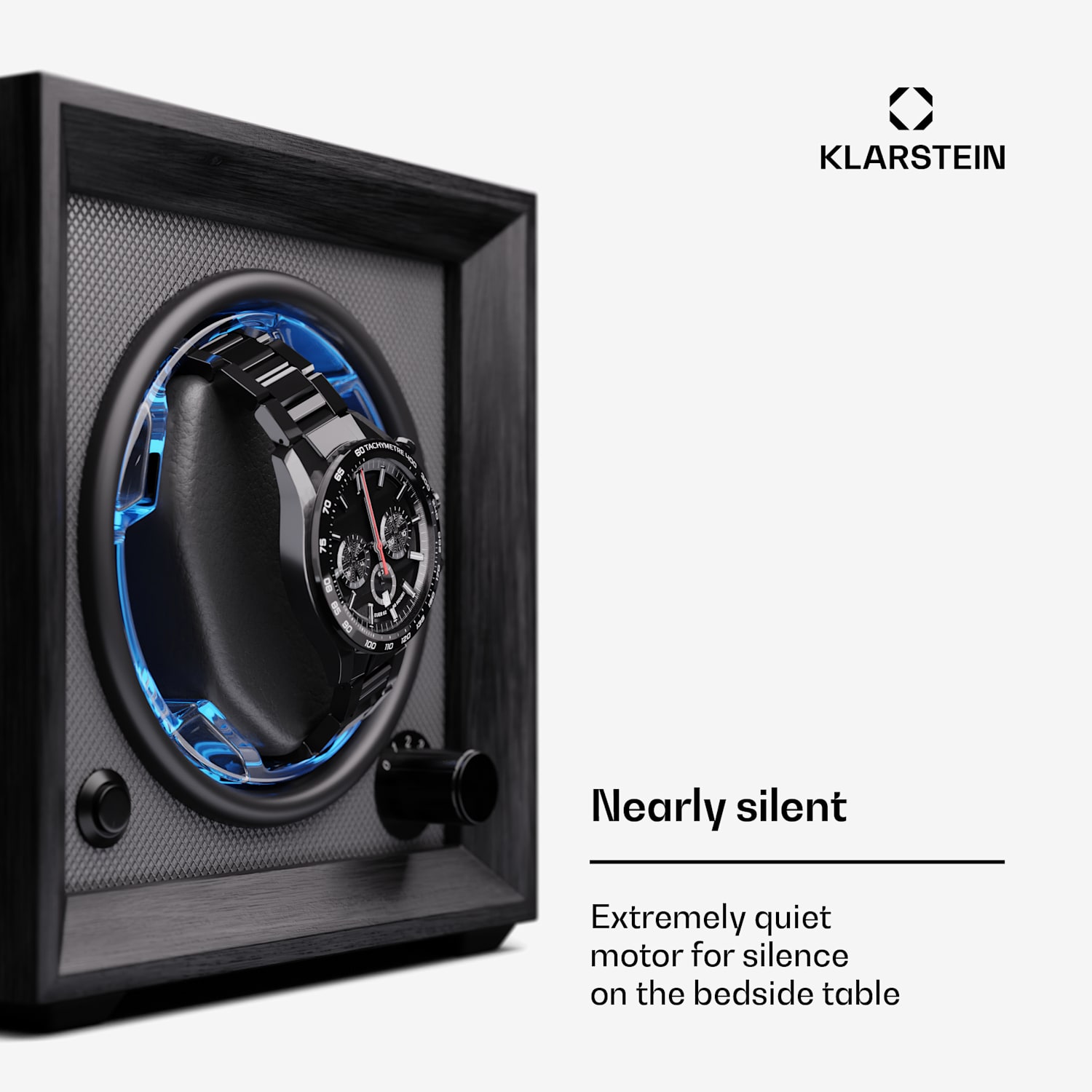 Brienz 1 -kellonpyöritin, 1 kello, 4 tilaa, puuimitaatti, sininen sisävalaistus 1 kello | Antrasiitti