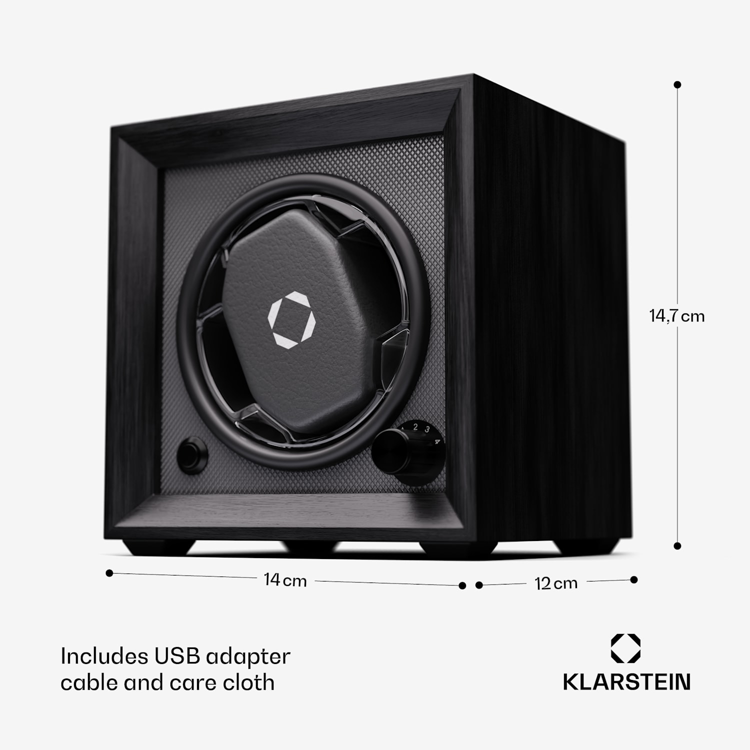 Brienz 1 -kellonpyöritin, 1 kello, 4 tilaa, puuimitaatti, sininen sisävalaistus 1 kello | Antrasiitti