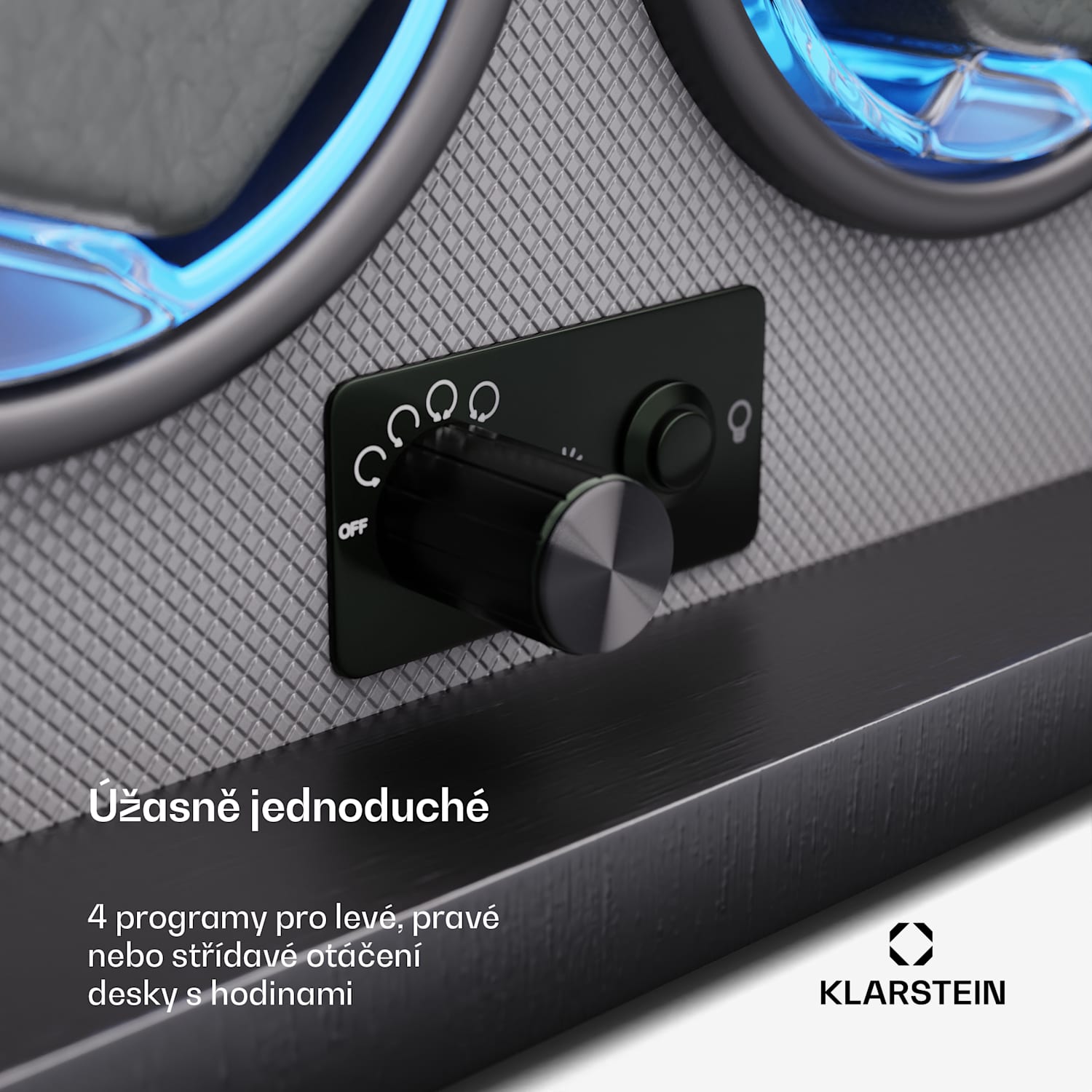 Brienz 4, natahovač hodinek, 4 hodinky, 4 režimy, dřevěný vzhled, modré vnitřní osvětlení 4 hodinky | Černá