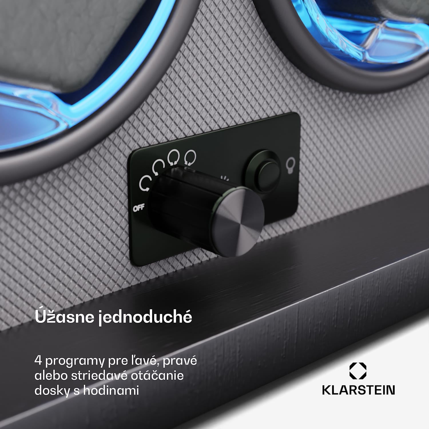 Brienz 4, naťahovač hodiniek, 4 hodinky, 4 režimy, drevený vzhľad, modré vnútorné osvetlenie 4 hodinky | Čierna