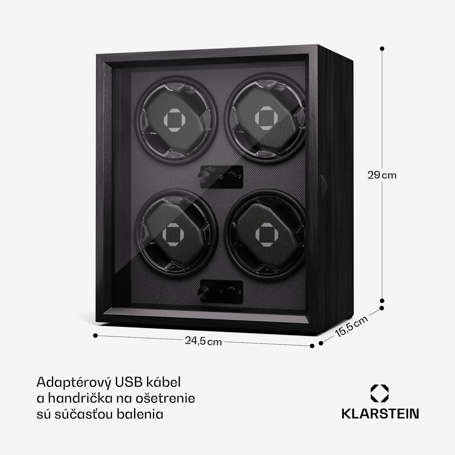 Brienz 4, naťahovač hodiniek, 4 hodinky, 4 režimy, drevený vzhľad, modré vnútorné osvetlenie 4 hodinky | Čierna