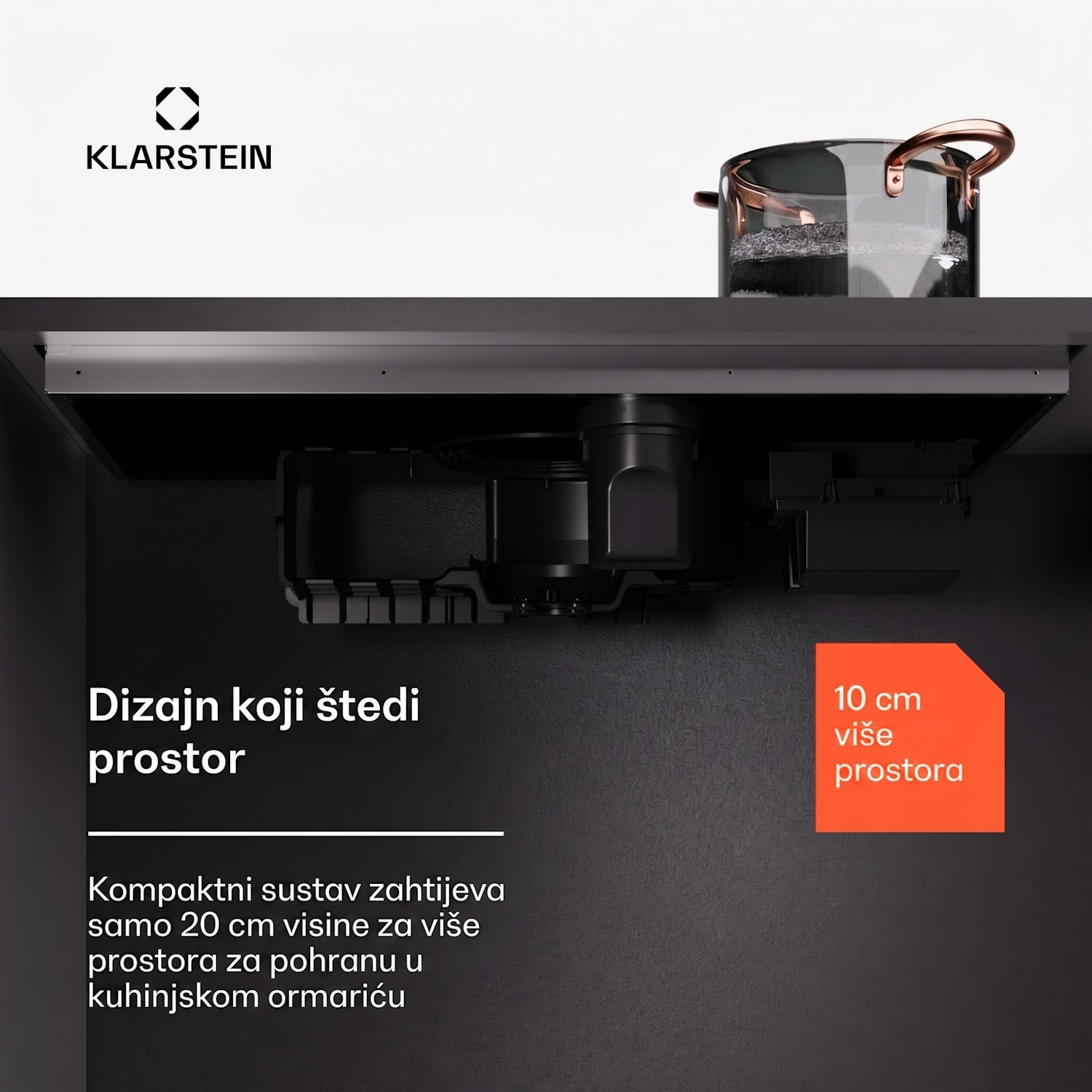 AirJet 83, Down Air System, indukcijsko kuhalo + DownAir-digester, 754 m³/h, A 83 cm | AirJet | Crna