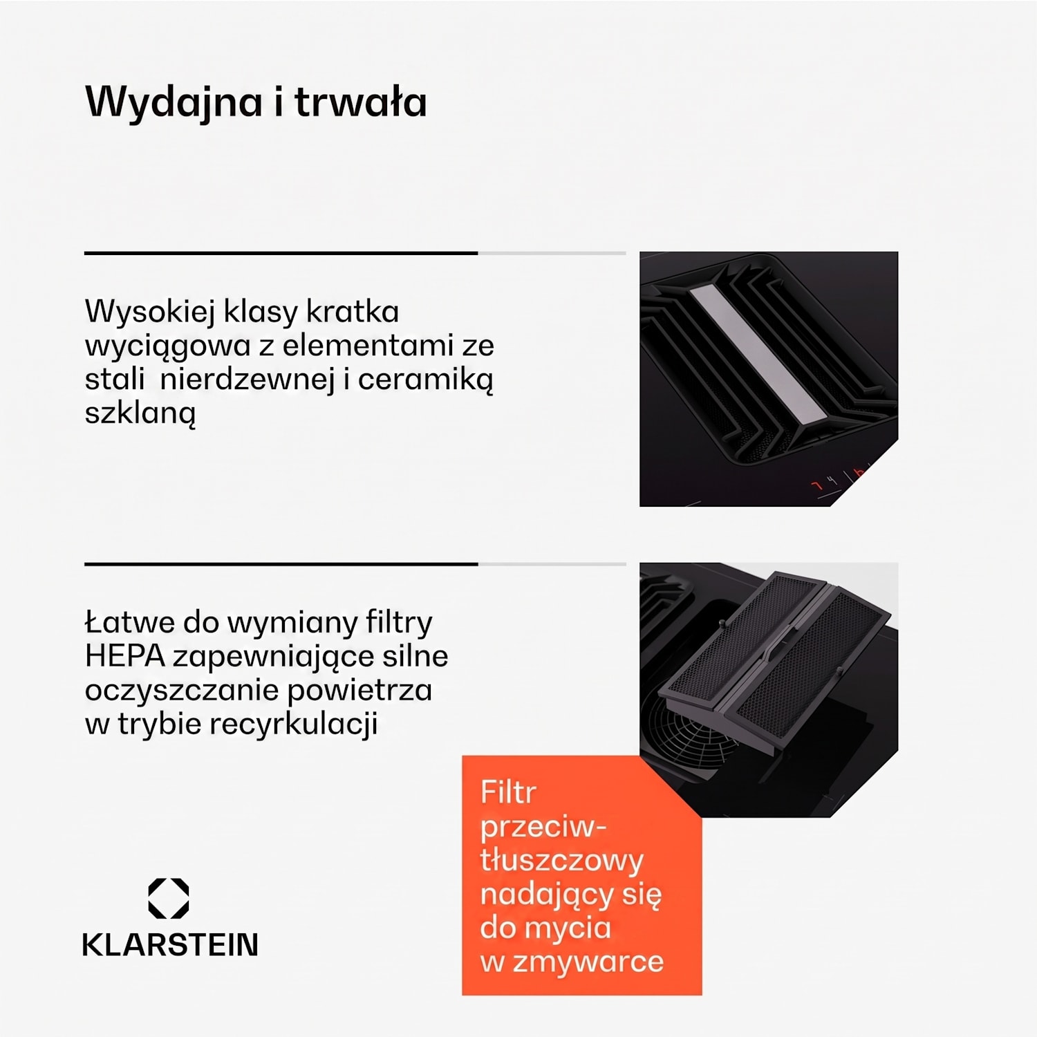 AirJet 83, płyta indukcyjna z okapem, system Down Air, 754 m³/h, klasa energetyczna A 83 cm | AirJet | Czarny
