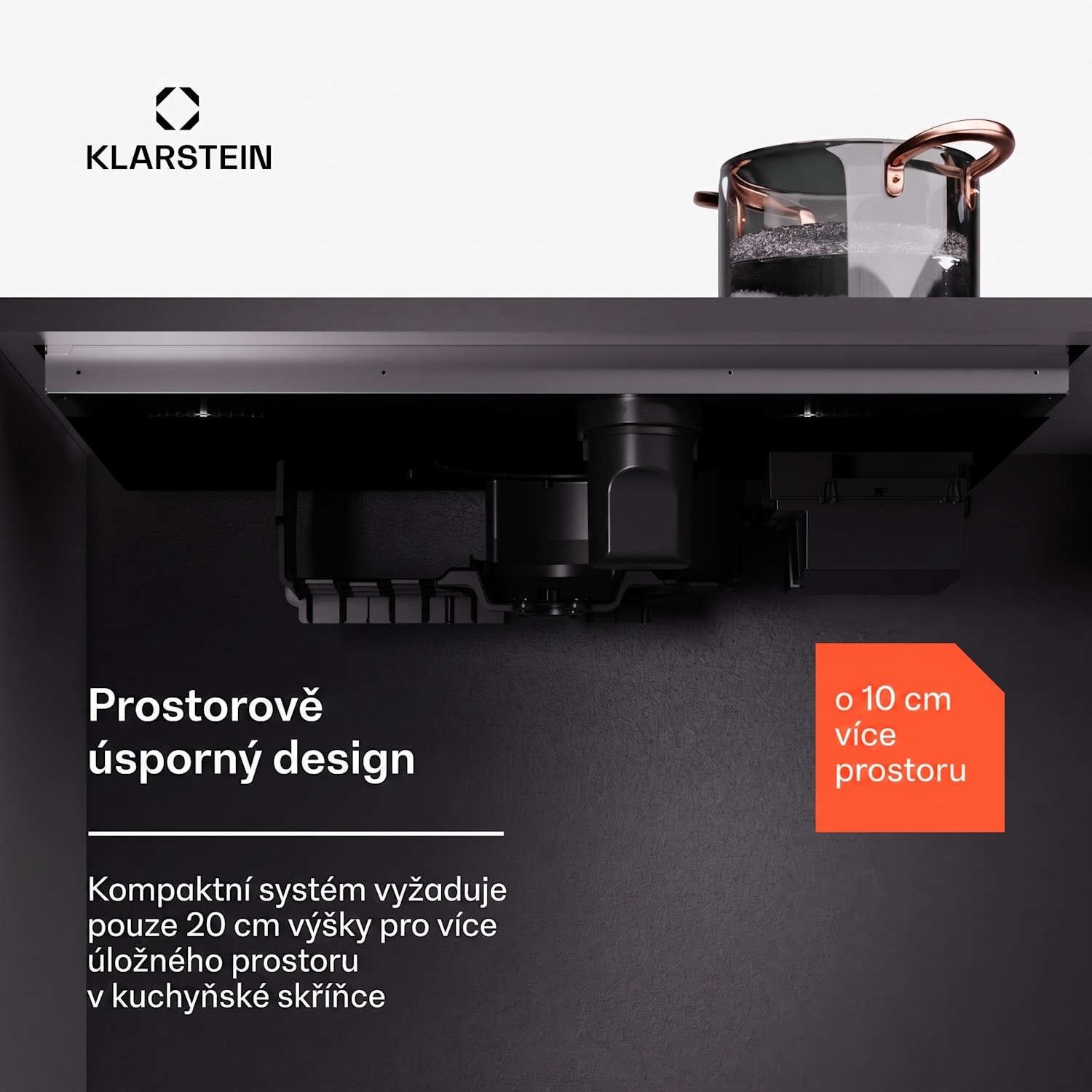 AirJet 90, Down Air System, indukční varná deska, zabudovaná digestoř DownAir, 754 m³/h, energetická třída A 