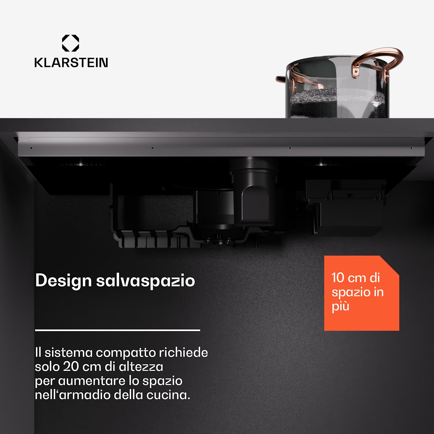 Air Jet 90 - Impianto Down Air con piano a induzione + cappa aspirante, 754 m³/ora, A++ 90 cm | AirJet | Nero