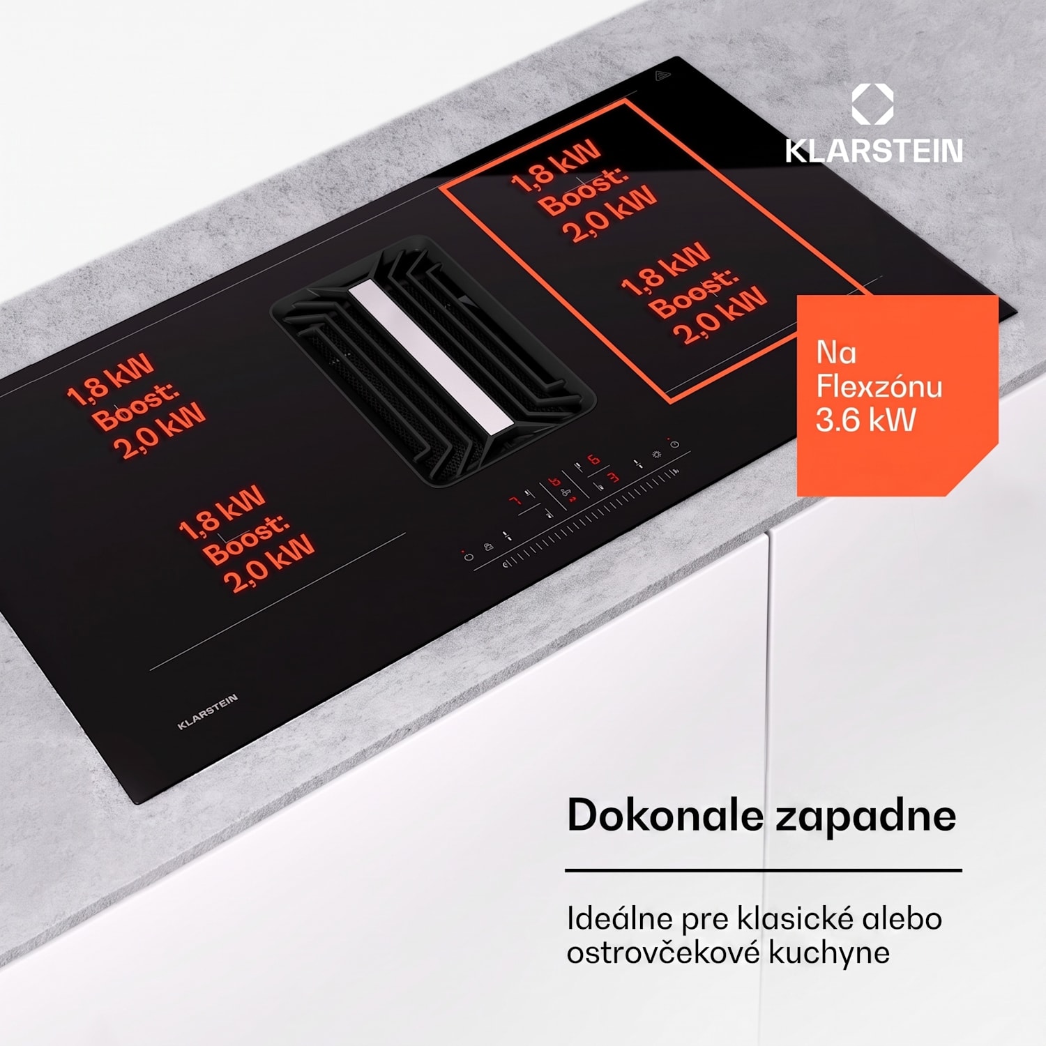 AirJet 90, Down Air System, indukčný sporák + DownAir-digestor, 754 m³/h, A 90 cm | AirJet | Čierna