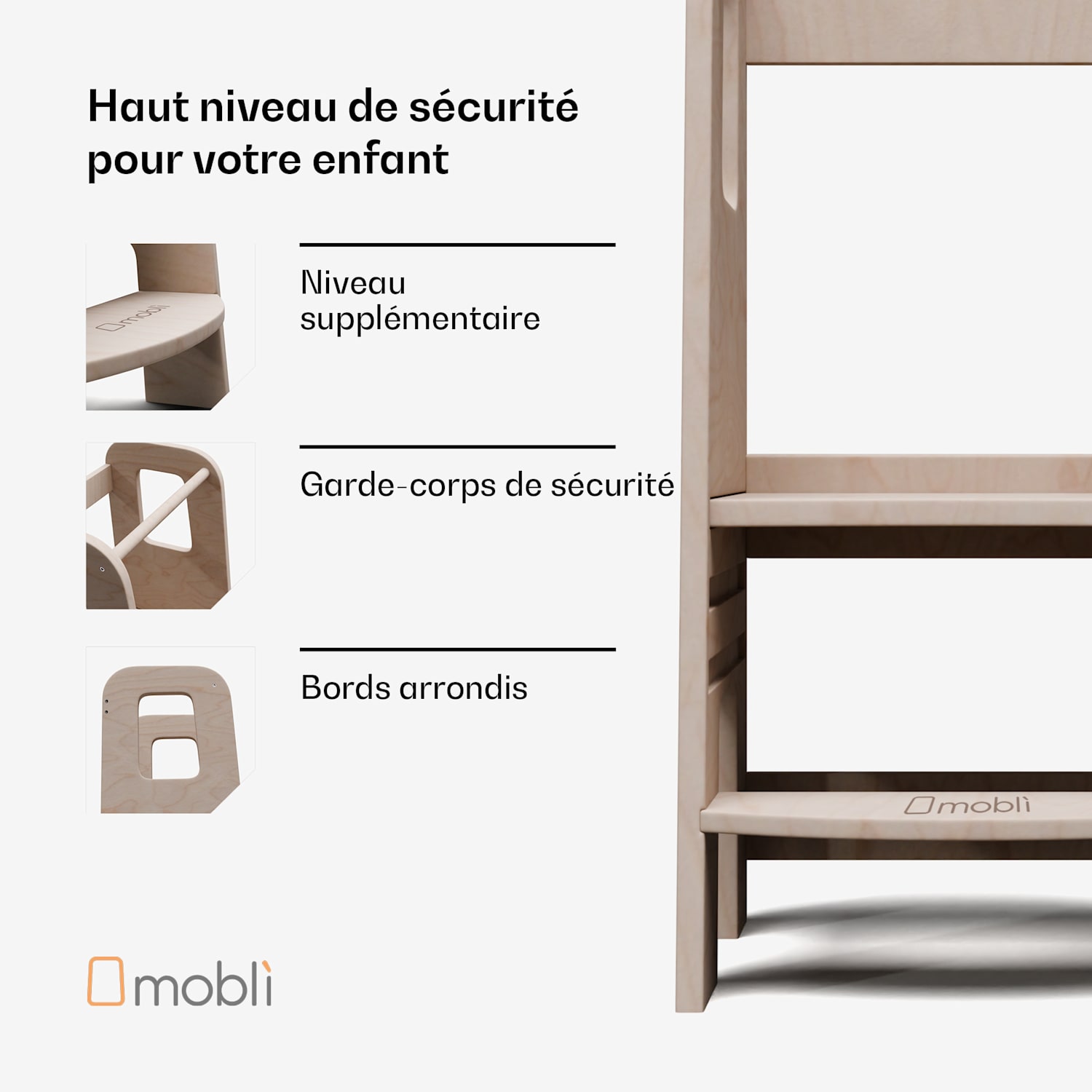 Ully Tour d'apprentissage multiplex Montessori 40,5x86x38 cm réglable en hauteur 