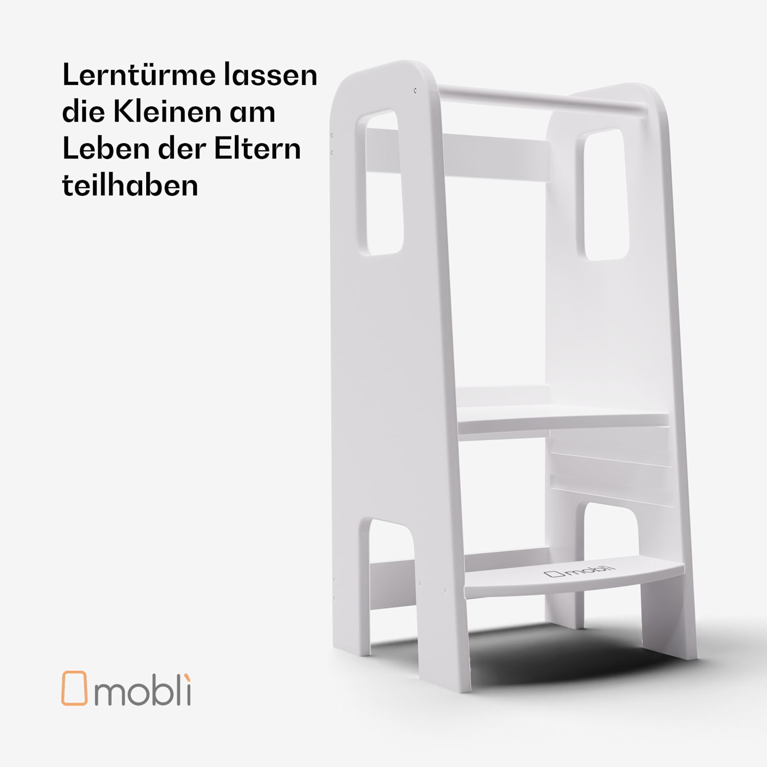 Ully Lernturm Montessori MDF 40,5x86x38cm höhenverstellbar Elfenbein