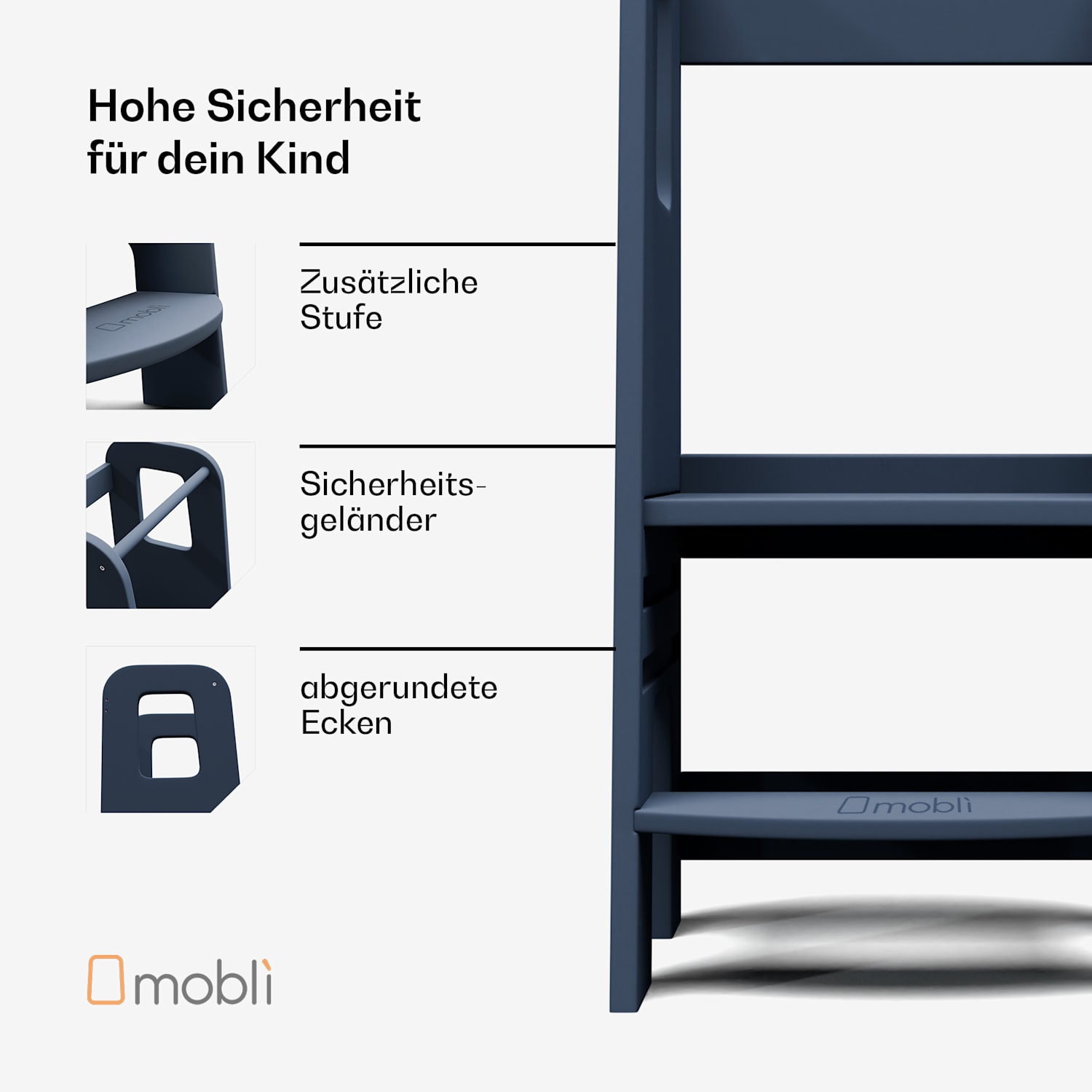 Ully Lernturm Montessori MDF 40,5x86x38cm höhenverstellbar