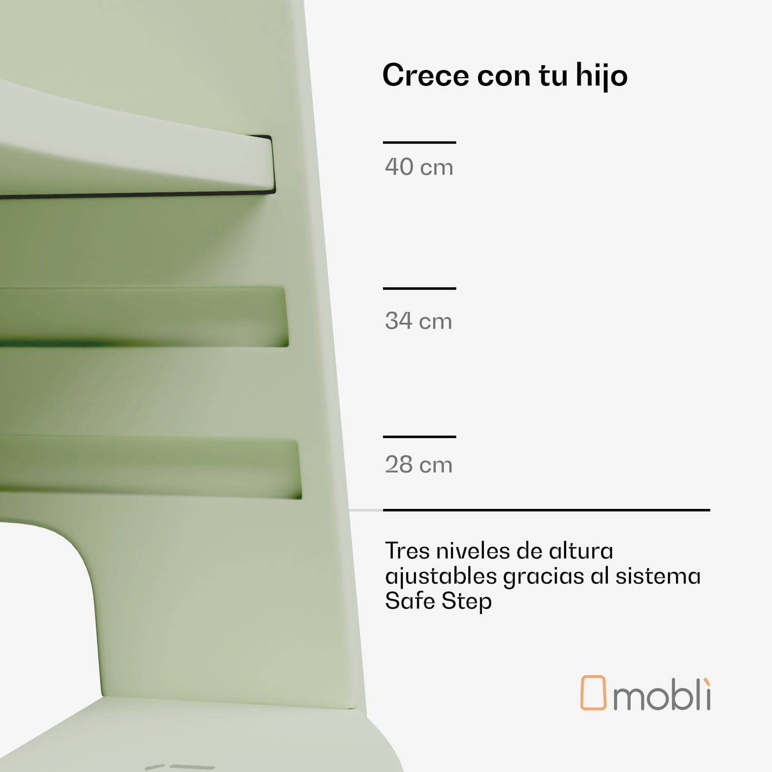 Ully Torre de Aprendizaje Montessori Multiplex 40, 5 x 86 x 38 cm altura regulable Musgo