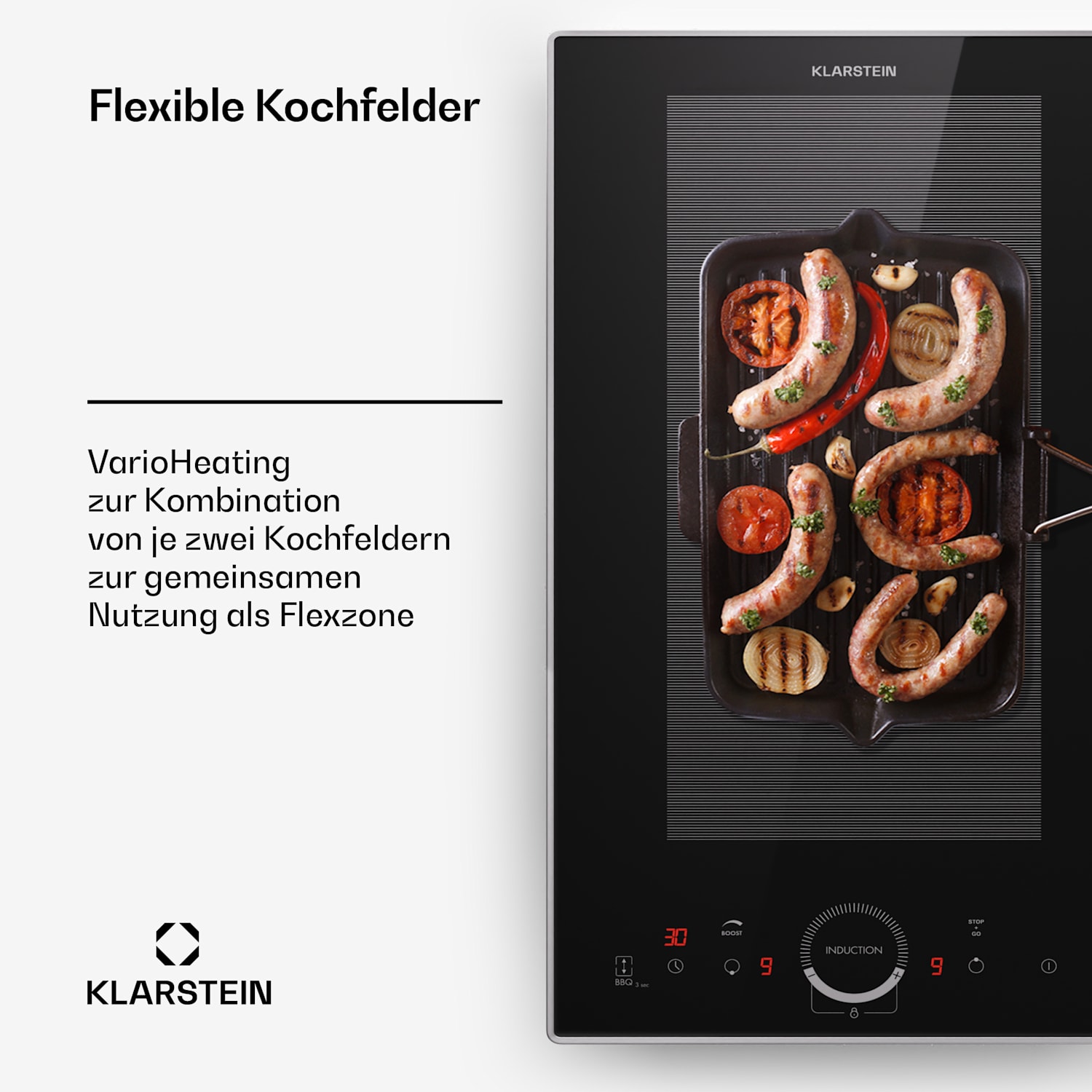 Delicatessa Domino Prime Einbaukochfeld Induktion 2 Zonen 3500W Autark 