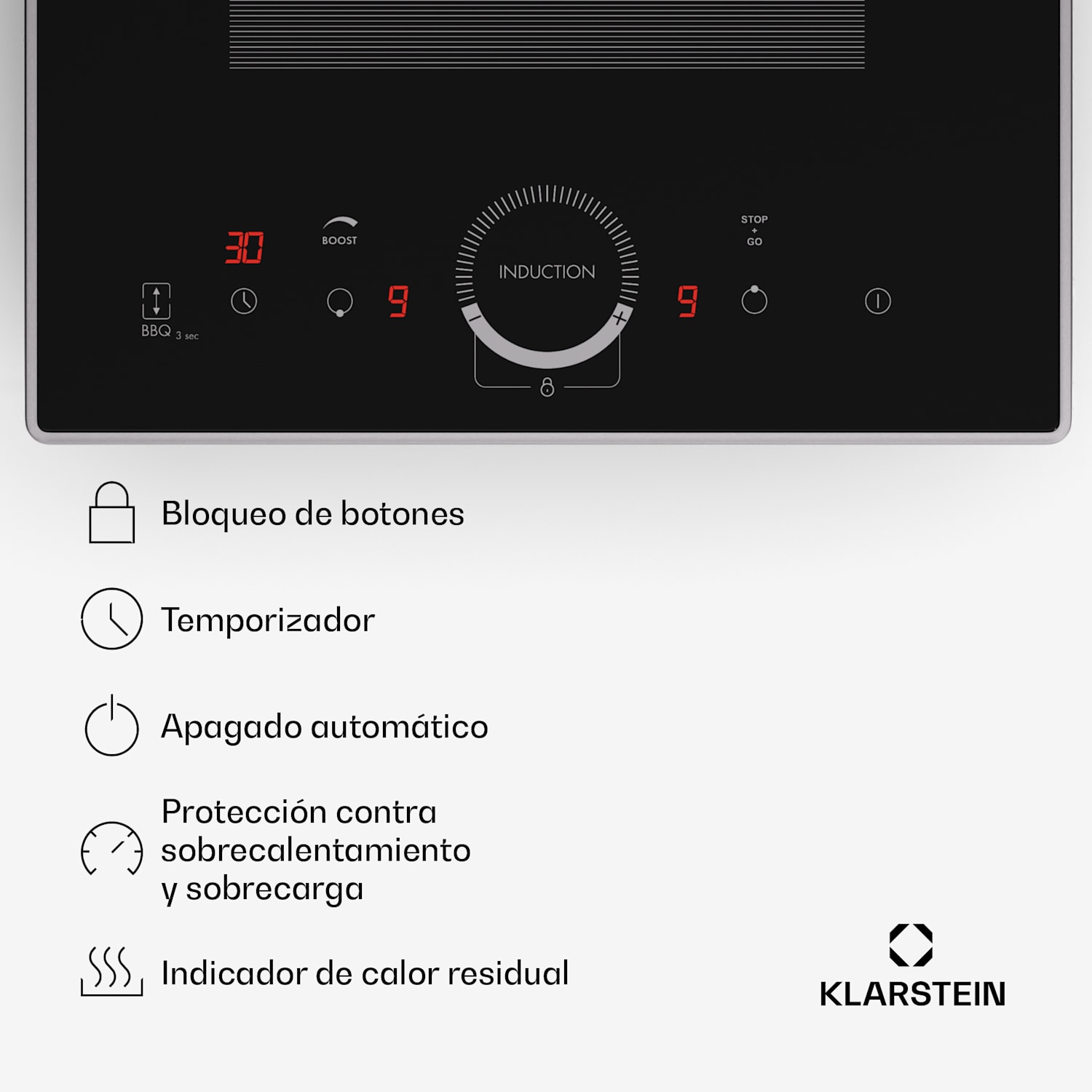 Delicatessa Domino Prime Placa de inducción encastrable 2 zonas 3500 W autónomo Domino Prime | 30 cm | Negro