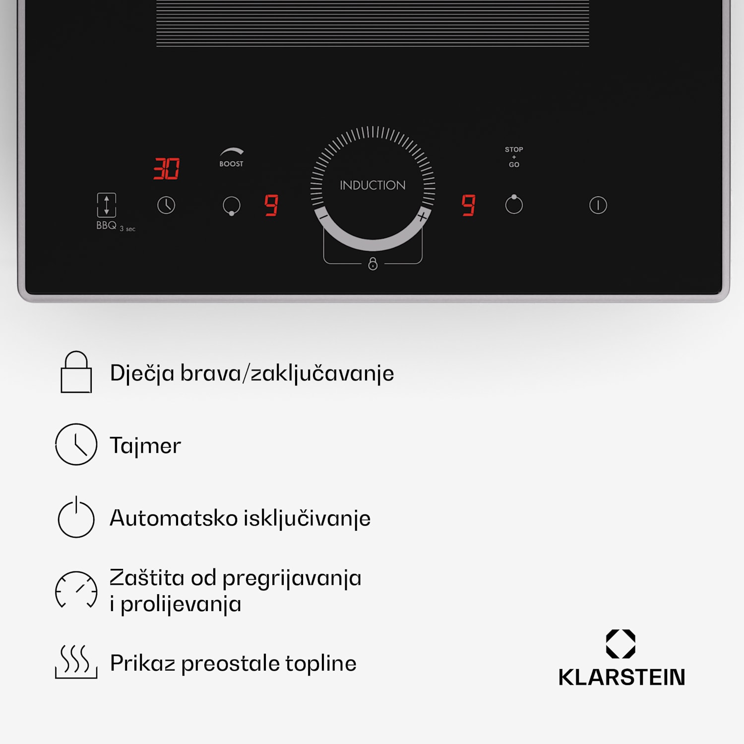 Delicatessa Domino Prime, ugradbena indukcijska ploča, 2 zone, 3500 W, samostalna Domino Prime | 30 cm | Crna