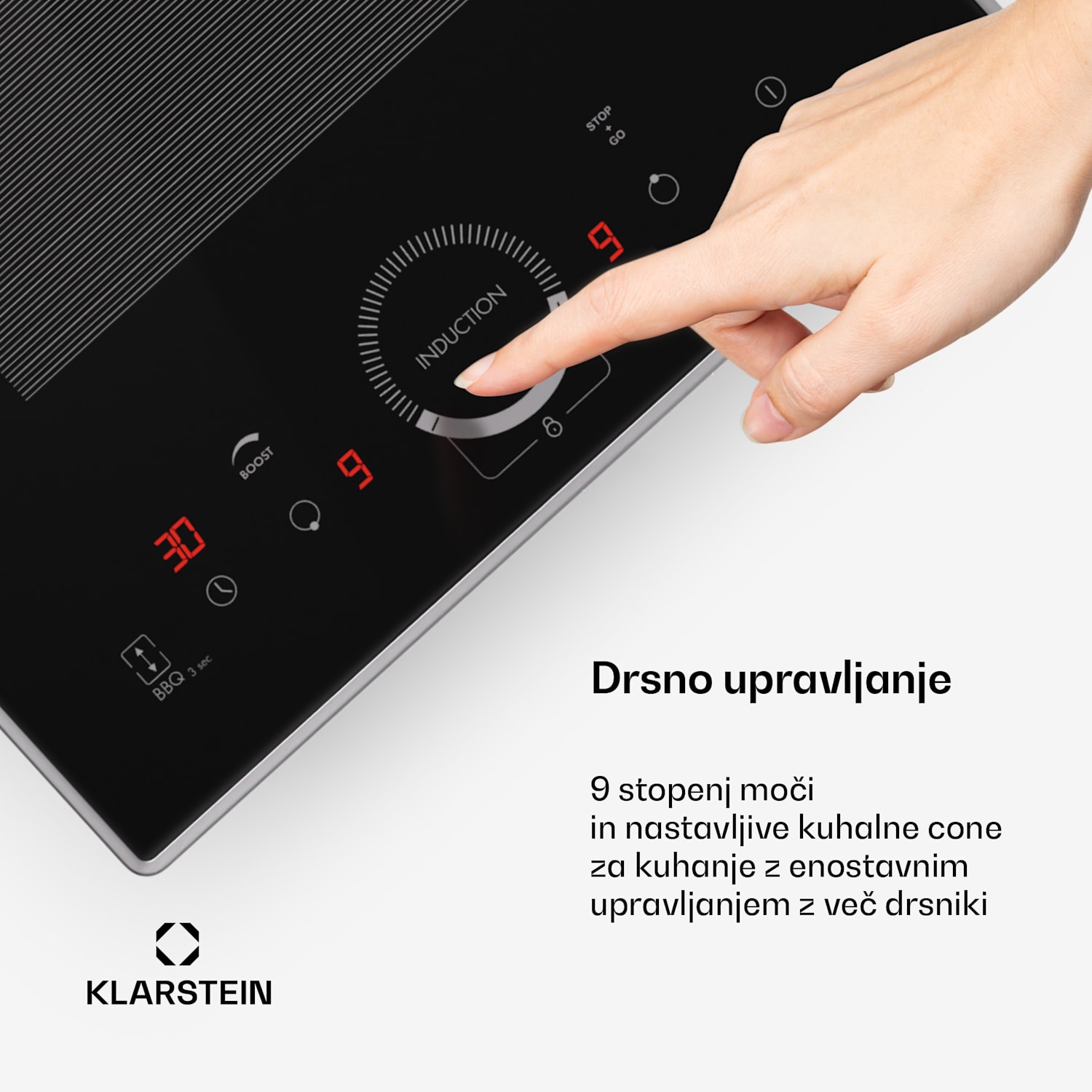 Delicatessa Domino Prime, vgradna indukcijska plošča, 2 coni, 3500 W, samostojna Domino Prime | 30 cm | Črna