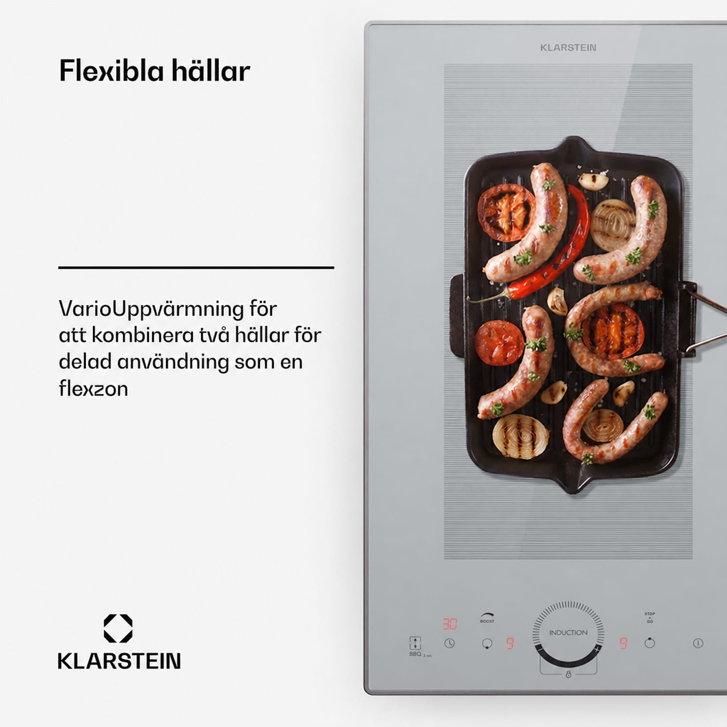 Delicatessa Domino Prime inbyggnadshäll induktion 2 zoner 3500 W självförsörjande 30 cm | 1 Flexzon | Vit
