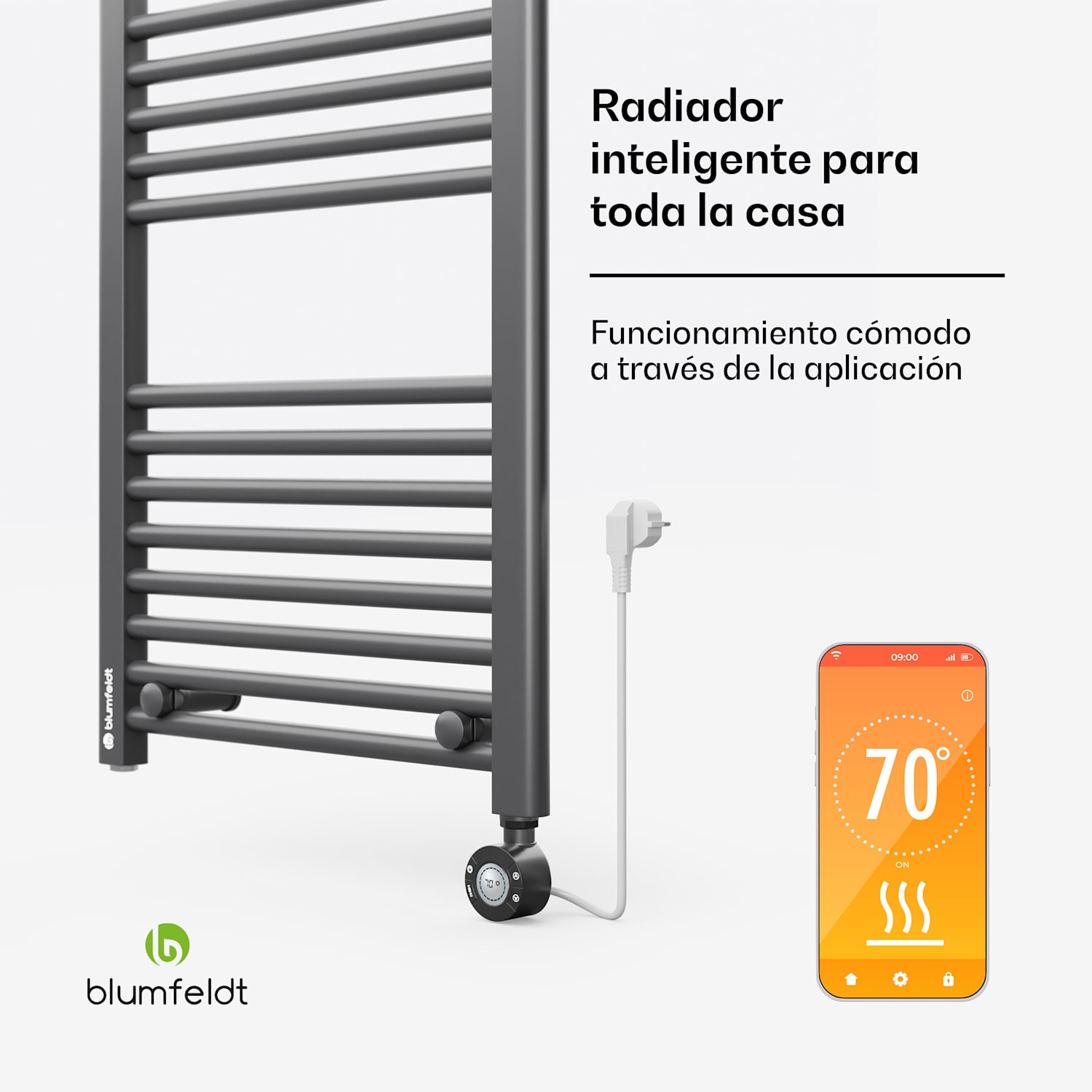 Radiador eléctrico Harrison Smart 400W App 50x100cm 3 calentadores de toallas Antracita