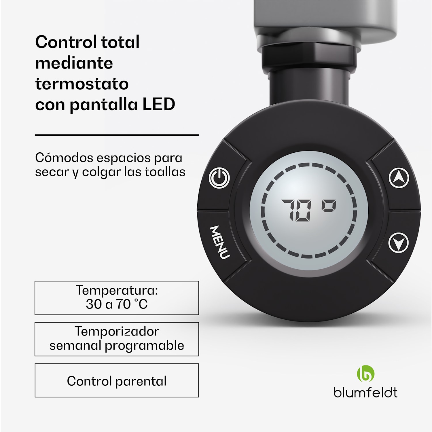 Radiador eléctrico Harrison Smart 400W App 50x100cm 3 calentadores de toallas Antracita