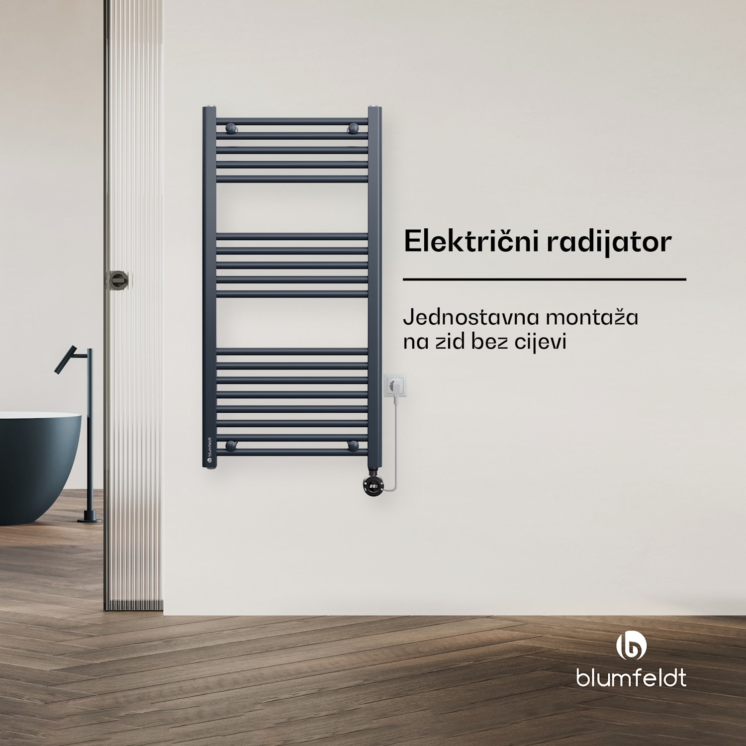 Harrison Smart, električni radijator, 50 x 100 cm, 400 W, aplikacija, 3 grijača ručnika Antracit