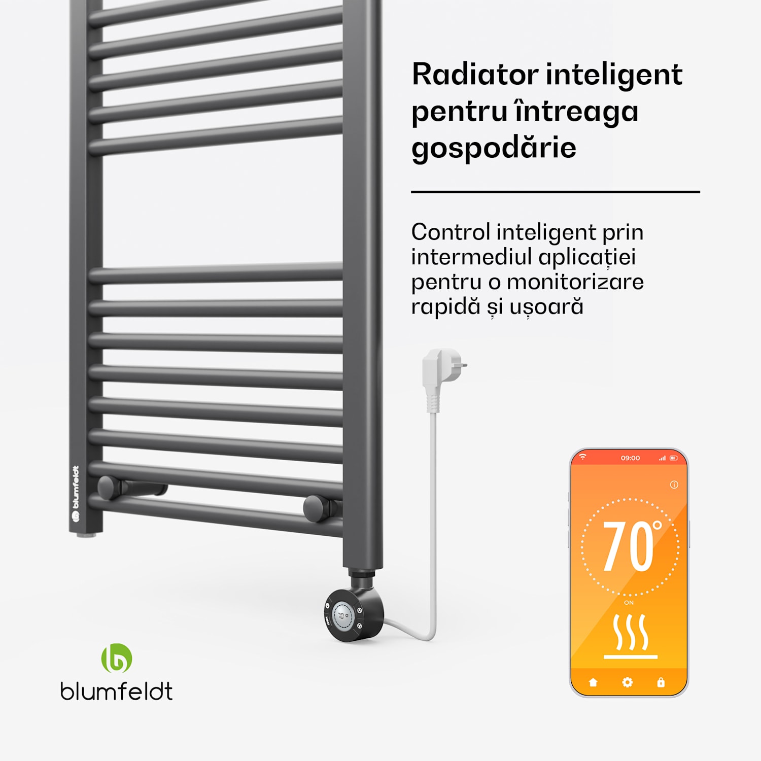 Harrison Smart, radiator electric Harrison Smart, 50 x 100 cm, 400 W, App, 3 încălzitoare de prosoape Antracit