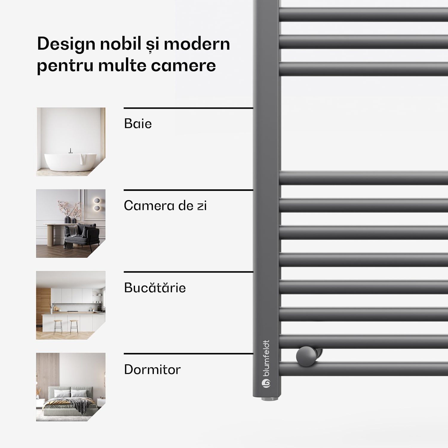 Harrison Smart, radiator electric Harrison Smart, 50 x 100 cm, 400 W, App, 3 încălzitoare de prosoape Antracit