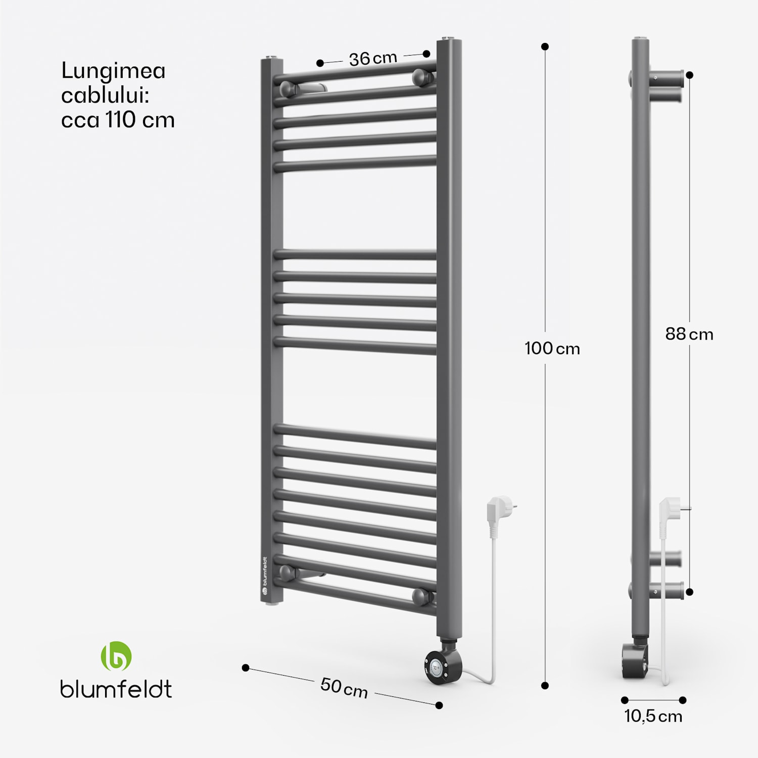 Harrison Smart, radiator electric Harrison Smart, 50 x 100 cm, 400 W, App, 3 încălzitoare de prosoape Antracit