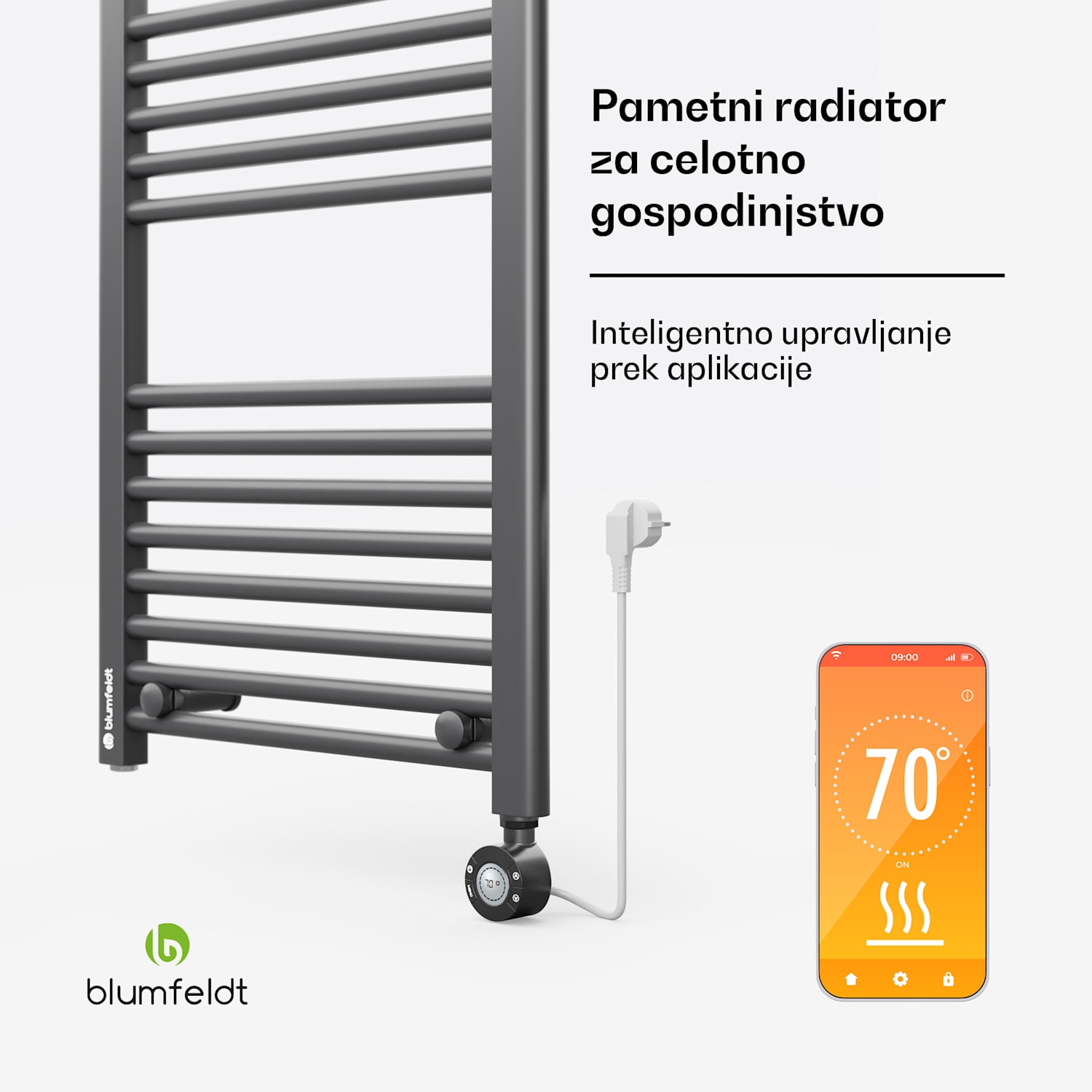 Harrison Smart, električni radiator, 50 x 100 cm, 400 W, Aplikacija, 3 grelniki brisač Antracit