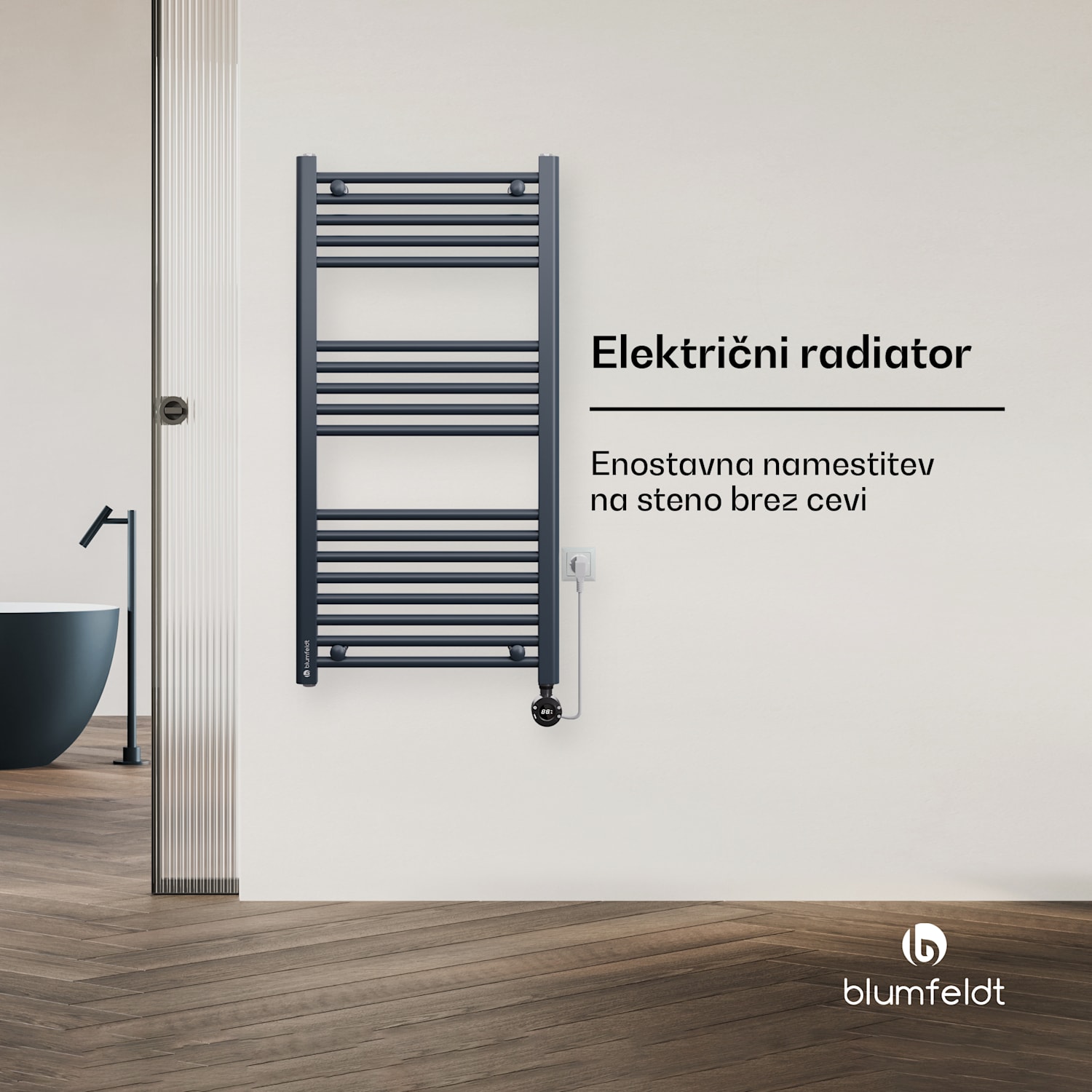 Harrison Smart, električni radiator, 50 x 100 cm, 400 W, Aplikacija, 3 grelniki brisač Antracit