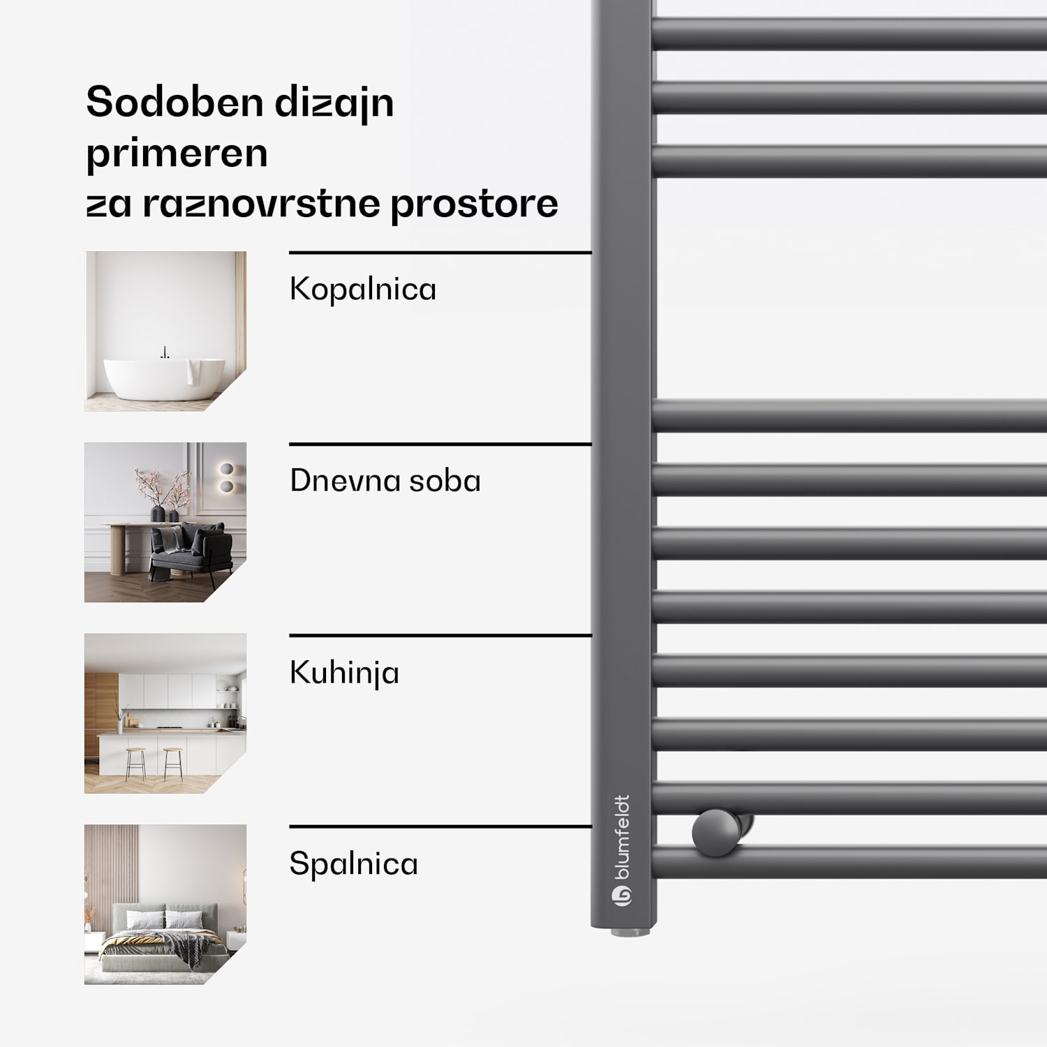 Harrison Smart, električni radiator, 50 x 100 cm, 400 W, Aplikacija, 3 grelniki brisač Antracit