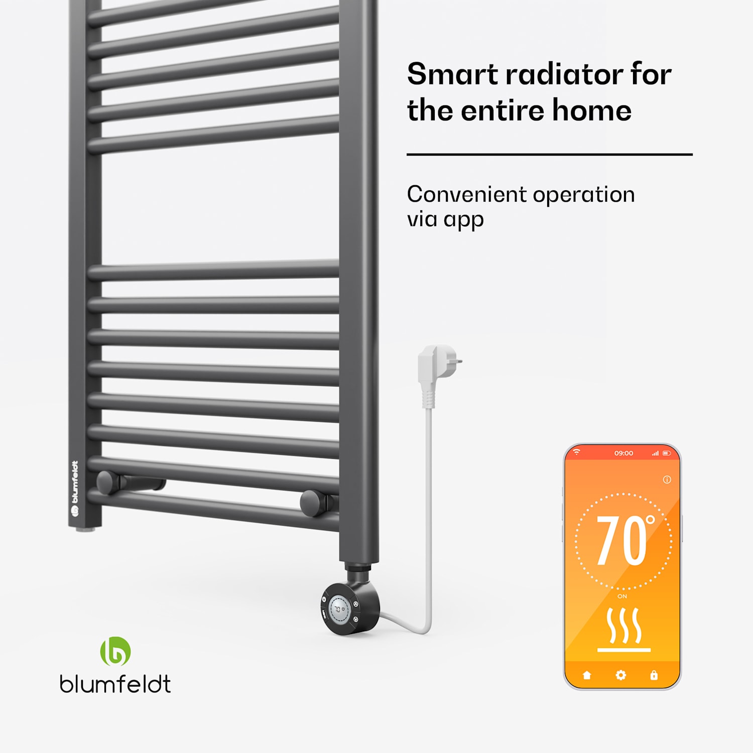 Harrison Smart elektrische radiator 400 W app 50 x 100 cm 3 handdoekwarmers Antraciet