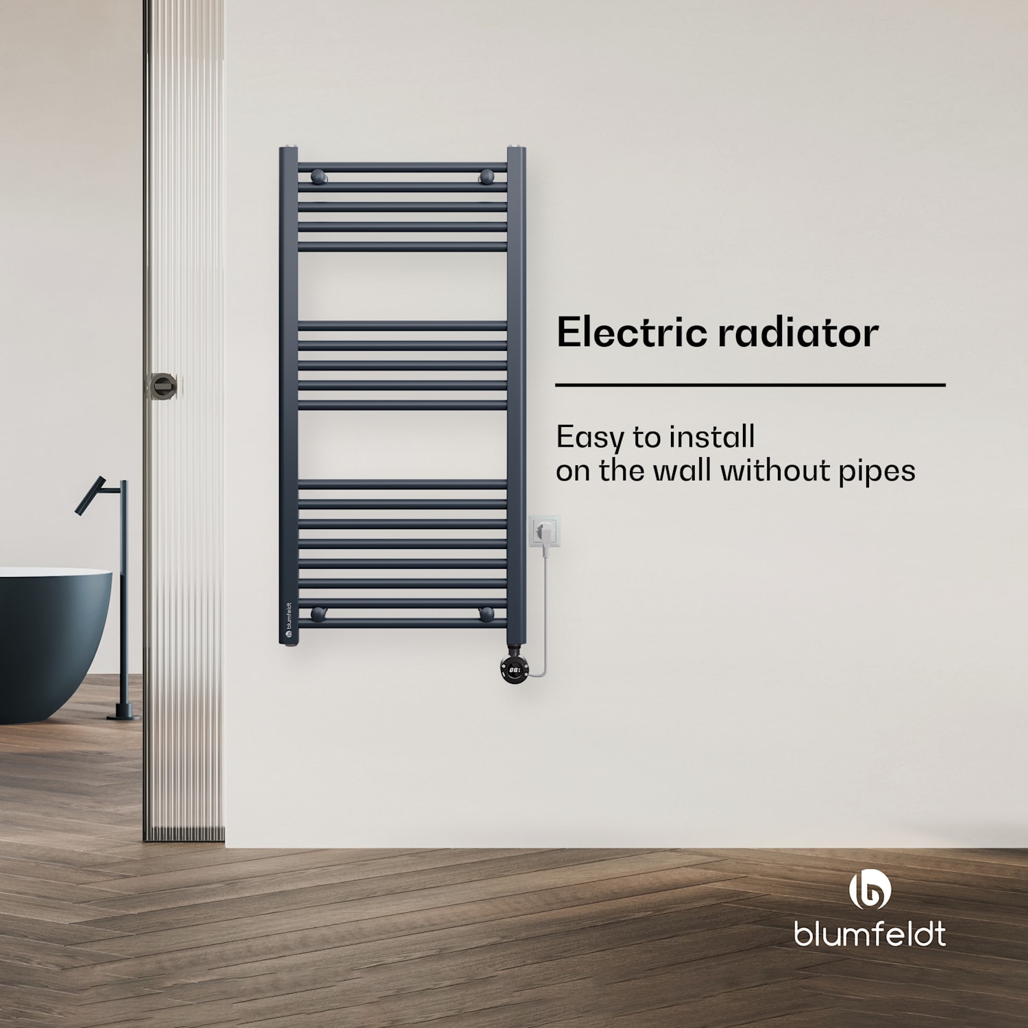 Harrison Smart elektrische radiator 400 W app 50 x 100 cm 3 handdoekwarmers Antraciet