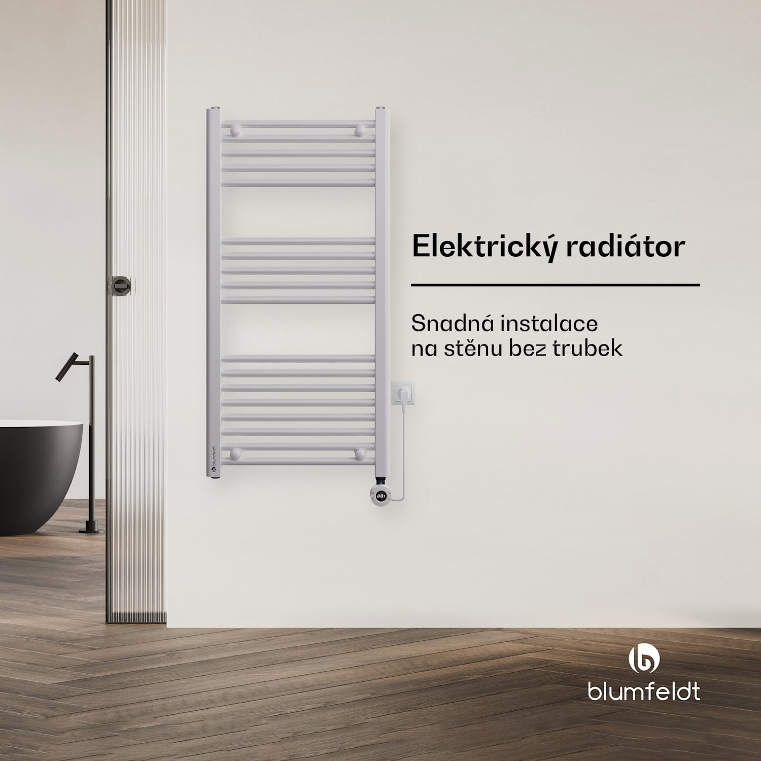 Harrison Smart, elektrický radiátor, 50 x 100 cm, 400 W, aplikace, 3 ohřívače ručníků Bílá