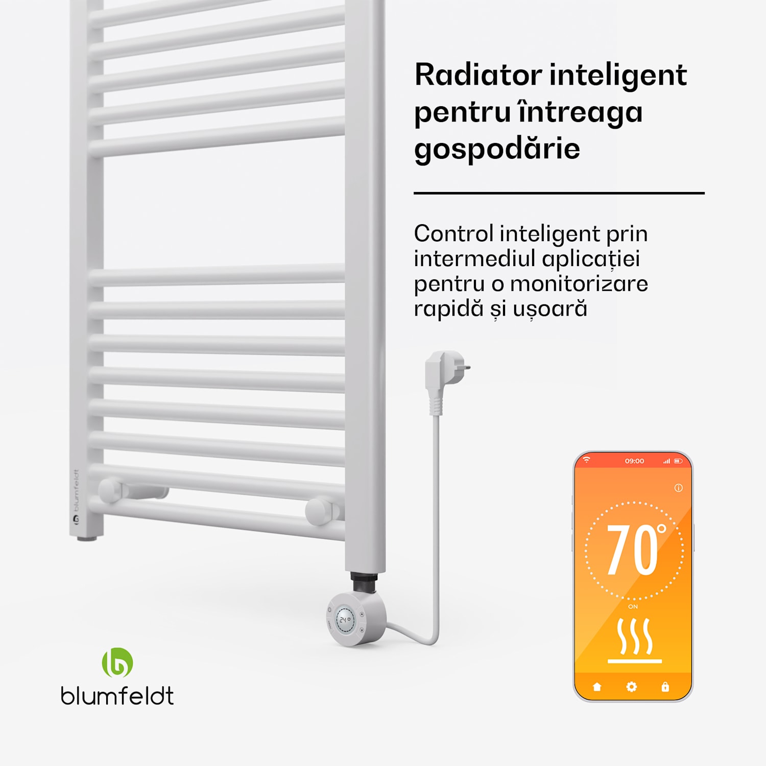 Radiator electric Harrison Smart 50 x 100 cm 400 W App 3 Încălzitoare de prosoape Alb